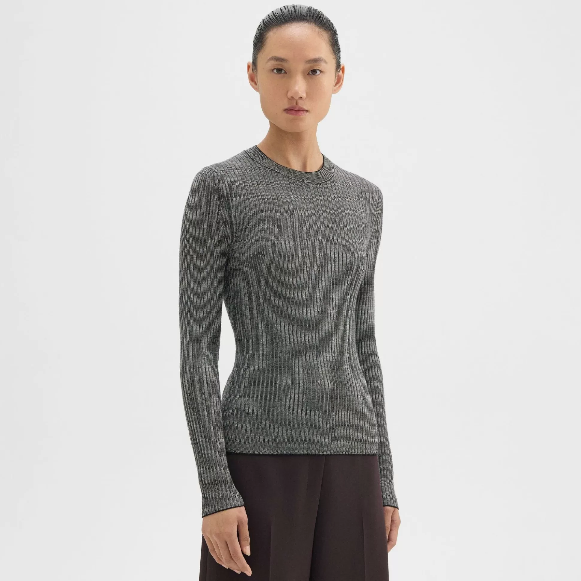 Theory Long-Sleeve Tee In Regal Wool-Women Sweaters + Cardigans