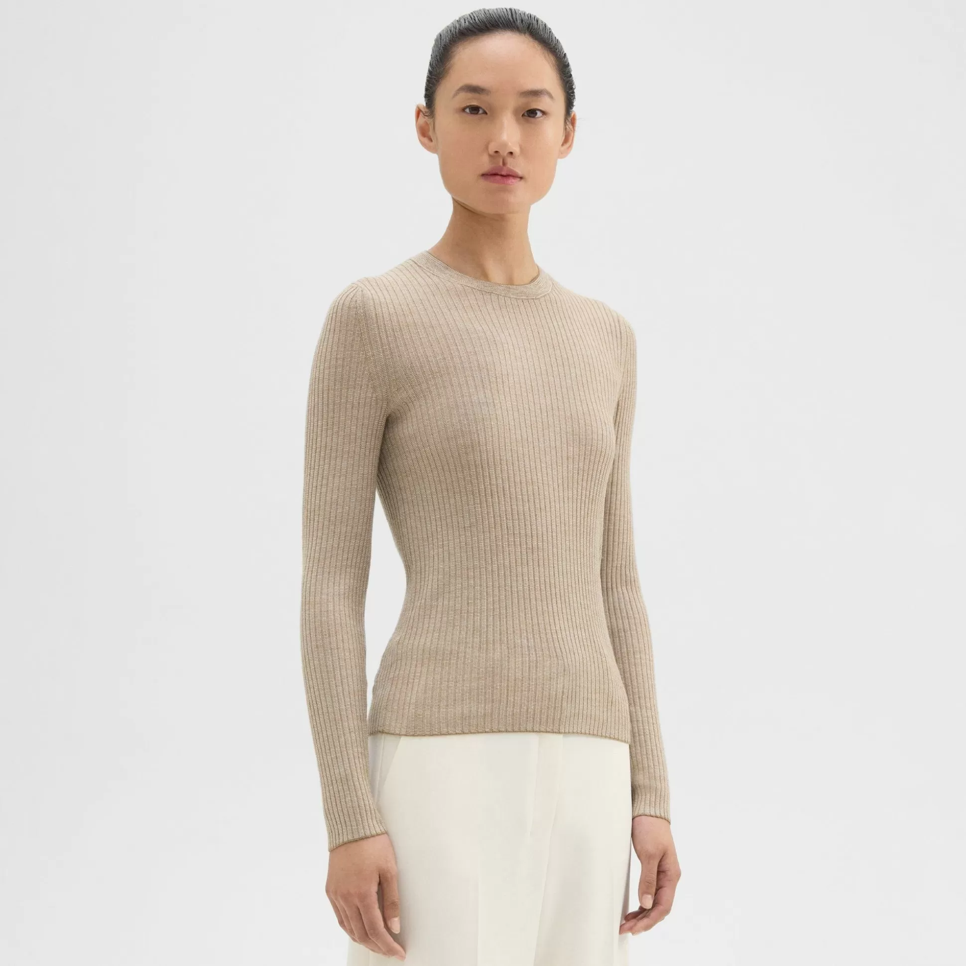 Theory Long-Sleeve Tee In Regal Wool-Women Sweaters + Cardigans