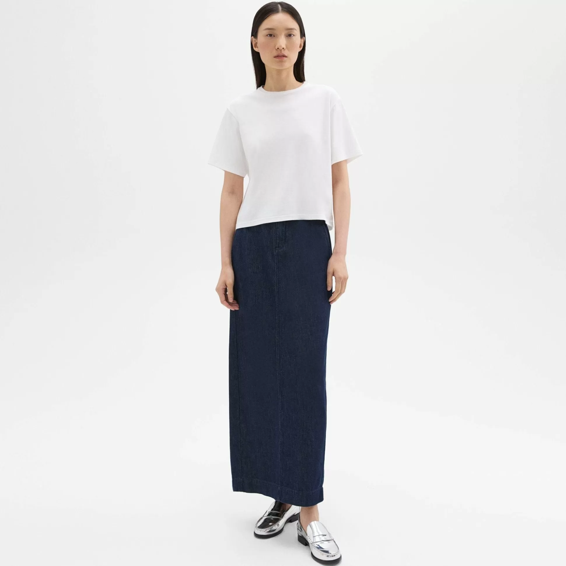 Theory Maxi Trouser Skirt In Denim-Women Skirts