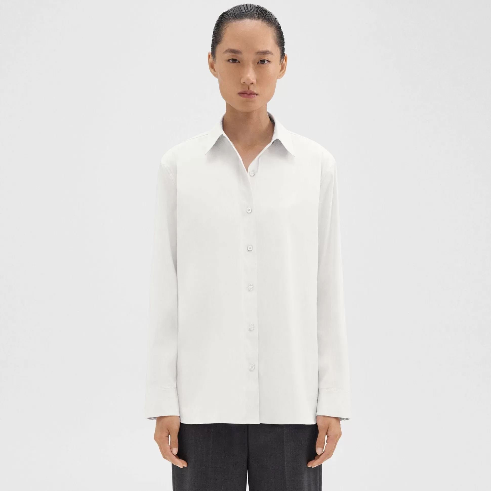 Theory Menswear Shirt In Good Cotton-Women Tops