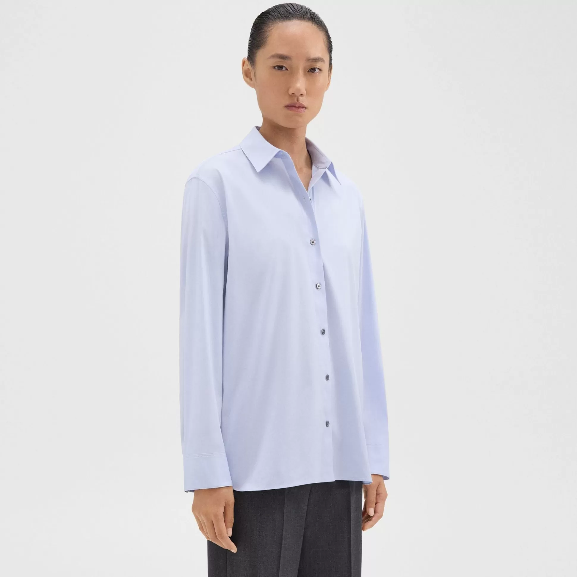 Theory Menswear Shirt In Good Cotton-Women Tops