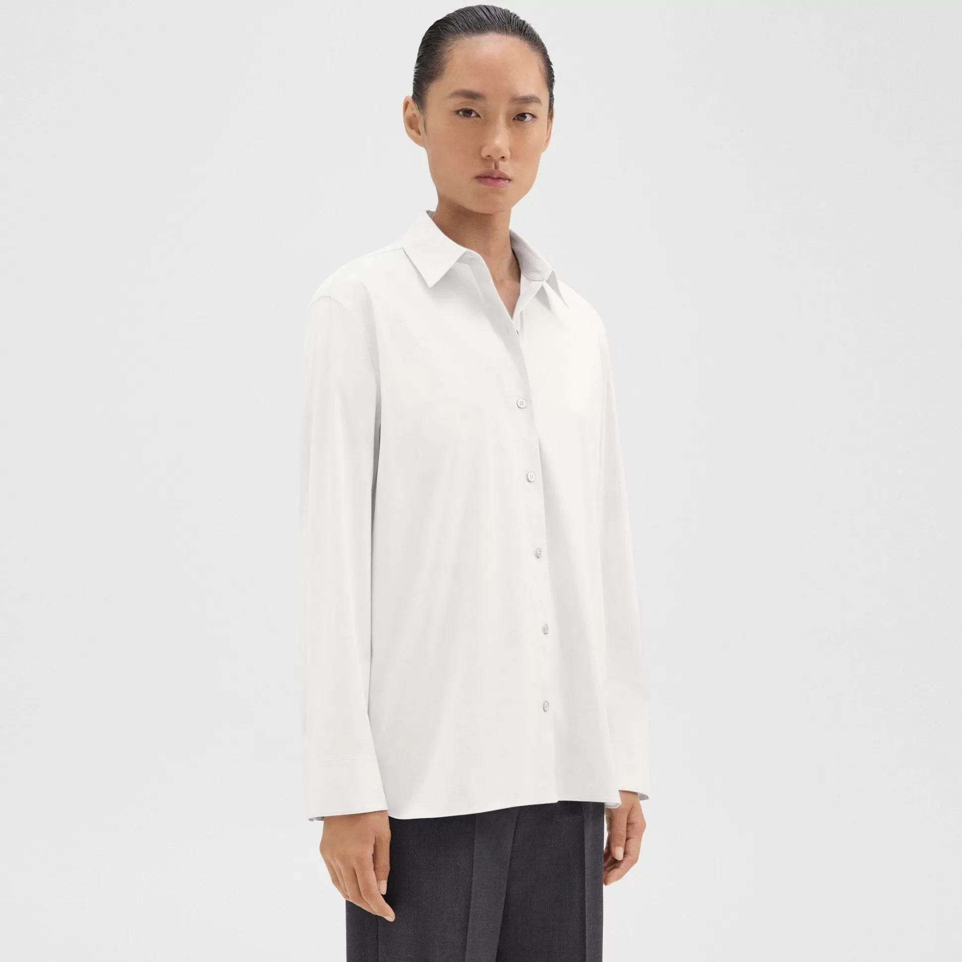 Theory Menswear Shirt In Good Cotton-Women Tops