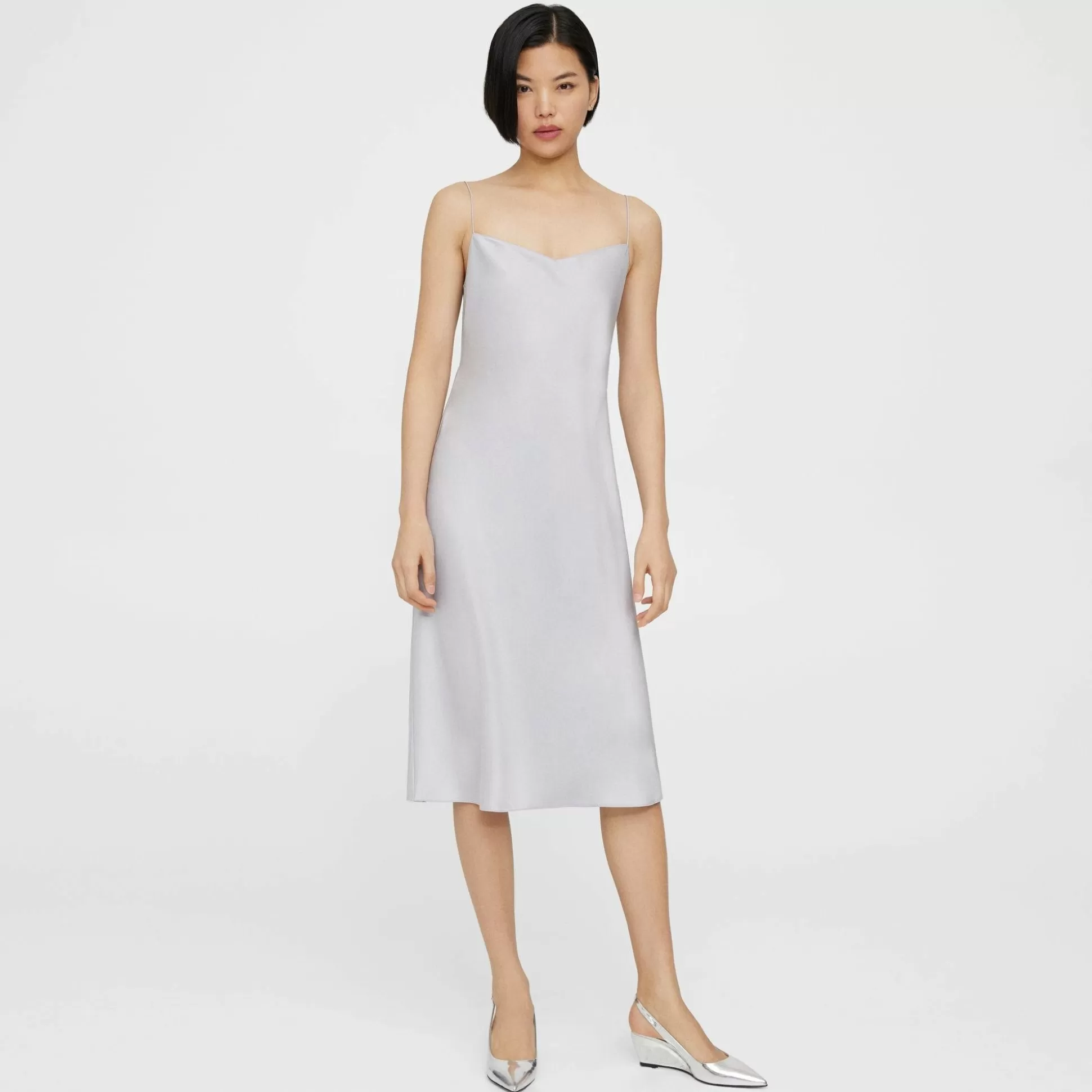 Theory Midi Slip Dress In Satin-Women Dresses