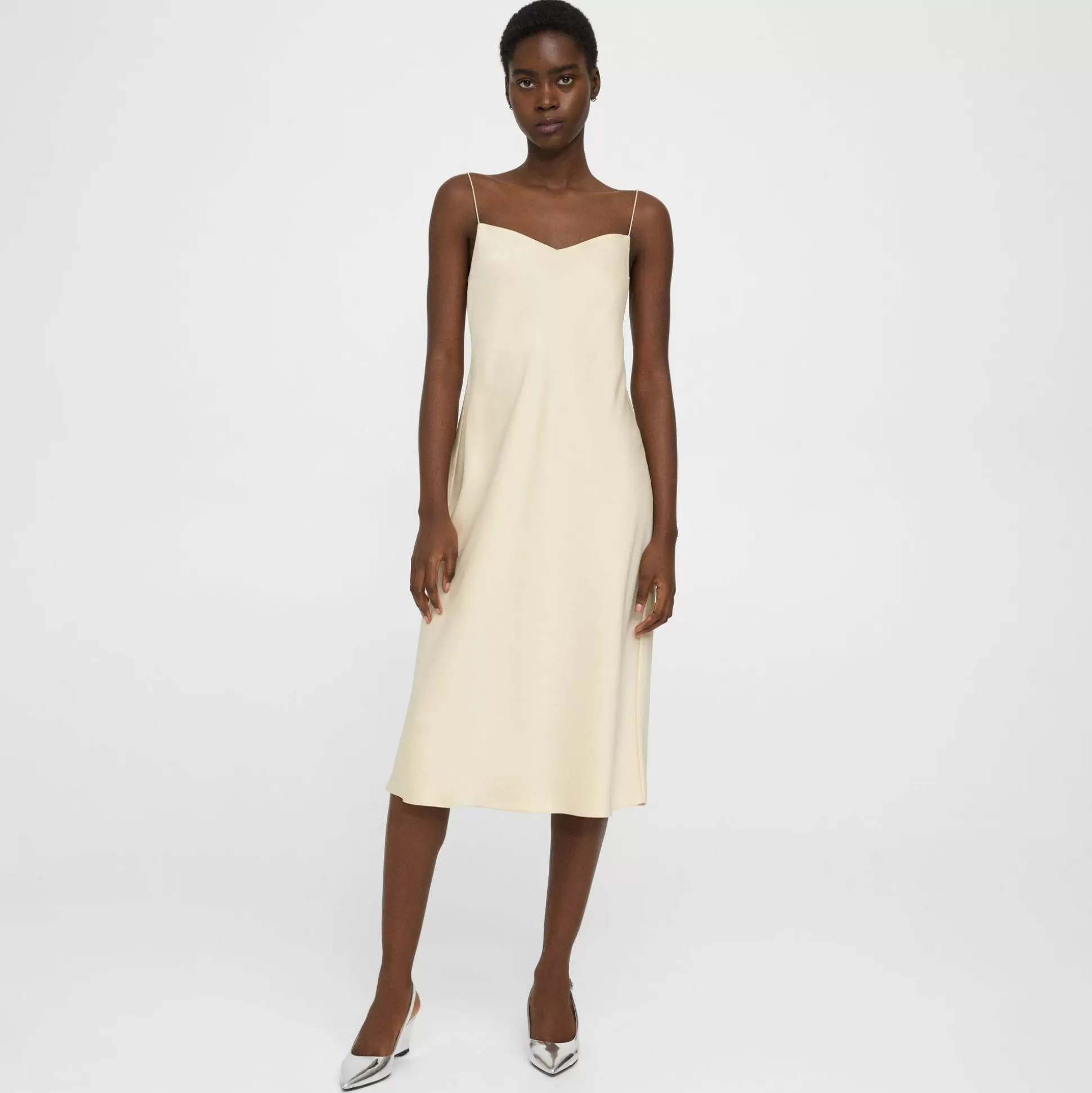 Theory Midi Slip Dress In Satin-Women Dresses