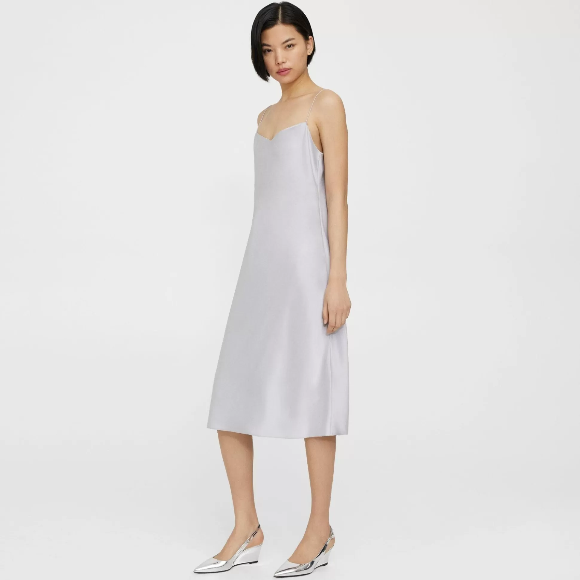 Theory Midi Slip Dress In Satin-Women Dresses