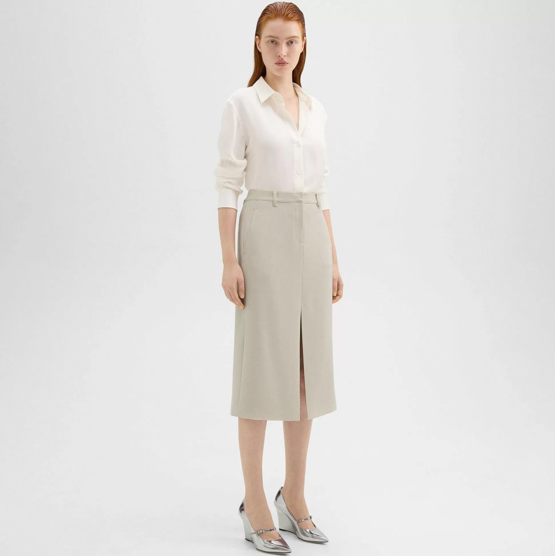 Theory Midi Trouser Skirt In Admiral Crepe-Women Suits | Skirts