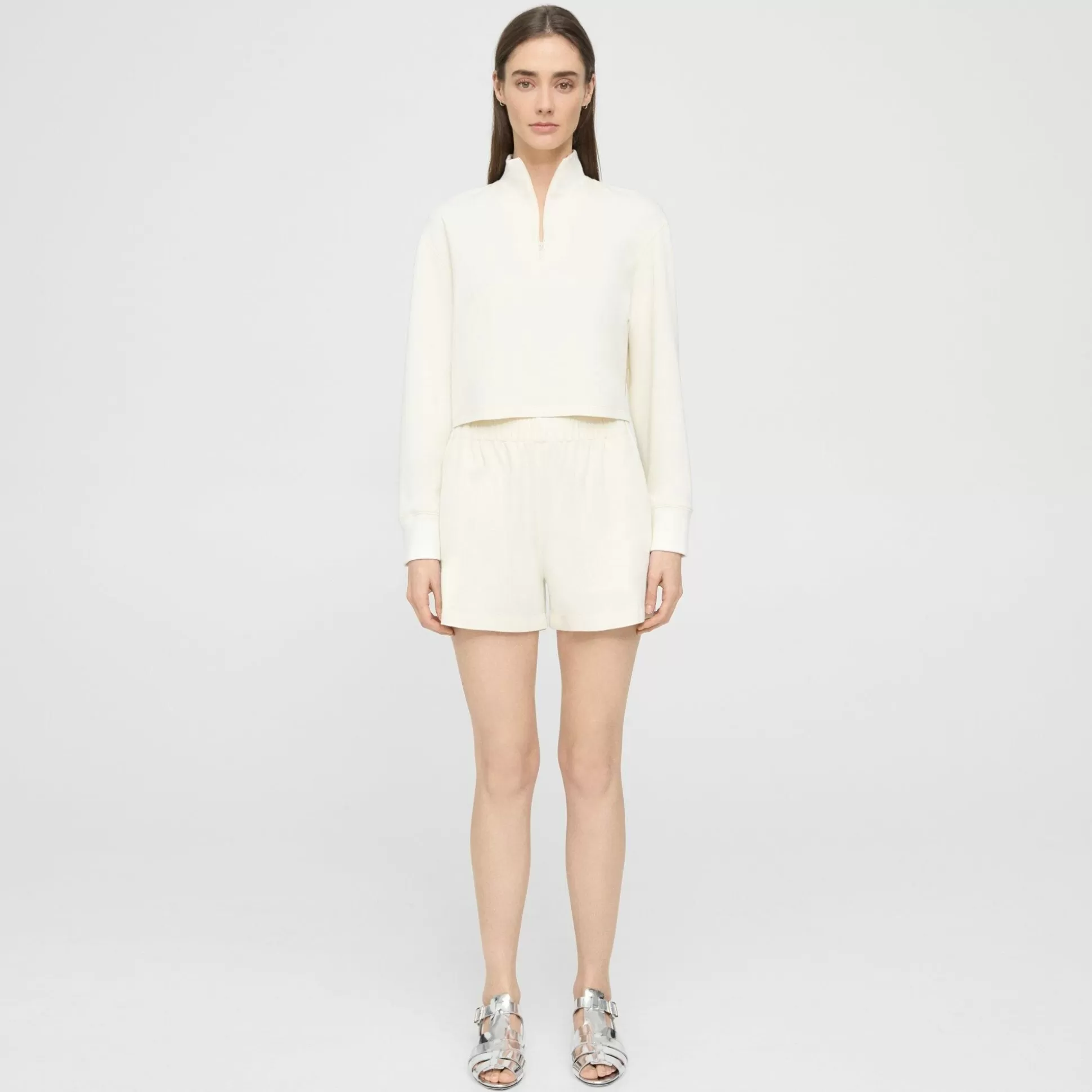 Theory Mini Pull-On Short In Double-Knit Jersey-Women Shorts | Pants