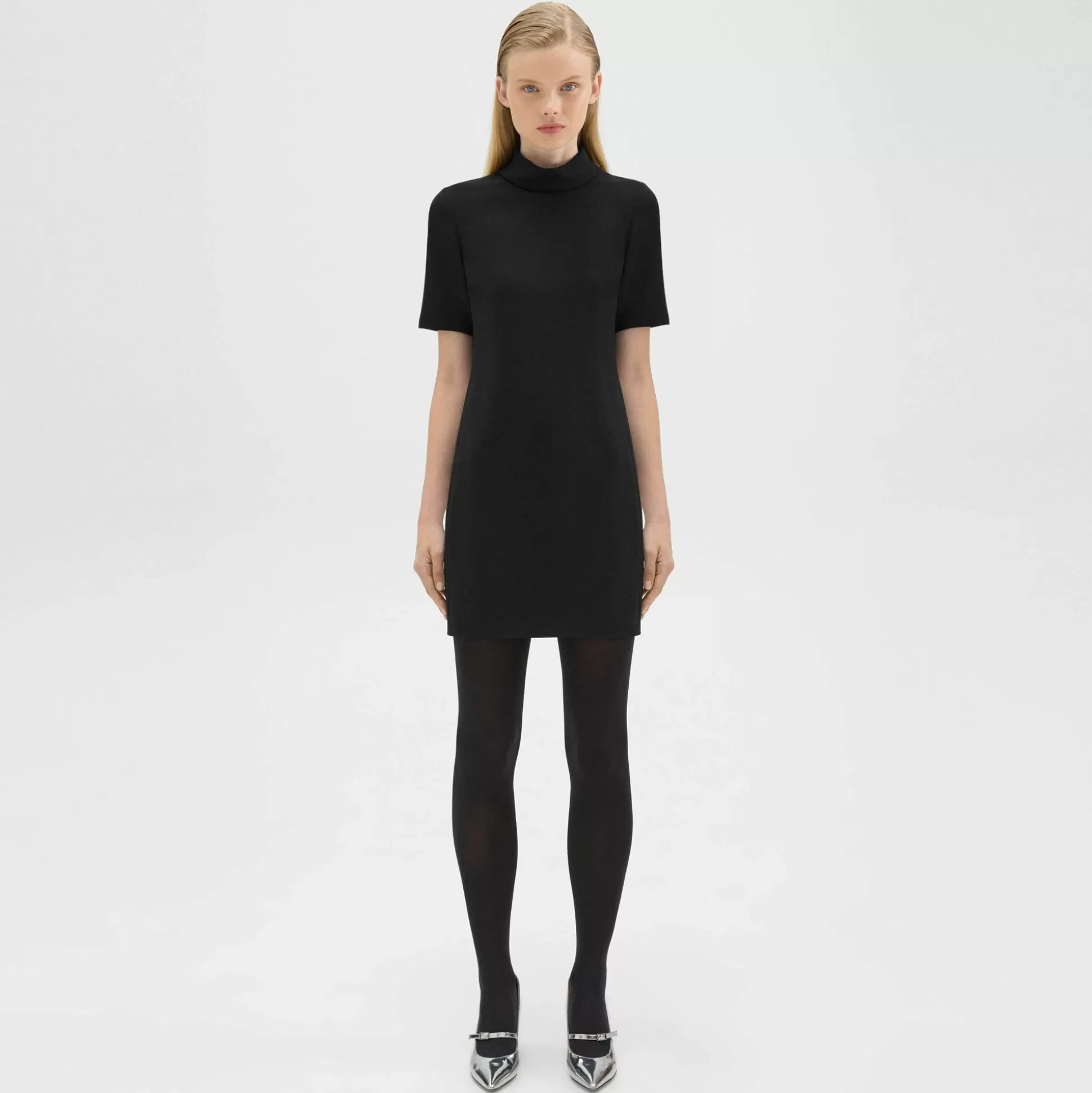 Theory Mini Roll Neck Dress In Admiral Crepe-Women Dresses