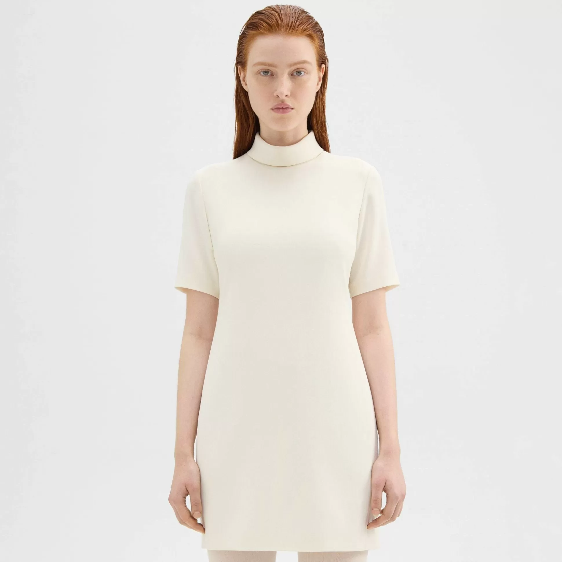 Theory Mini Roll Neck Dress In Admiral Crepe-Women Dresses