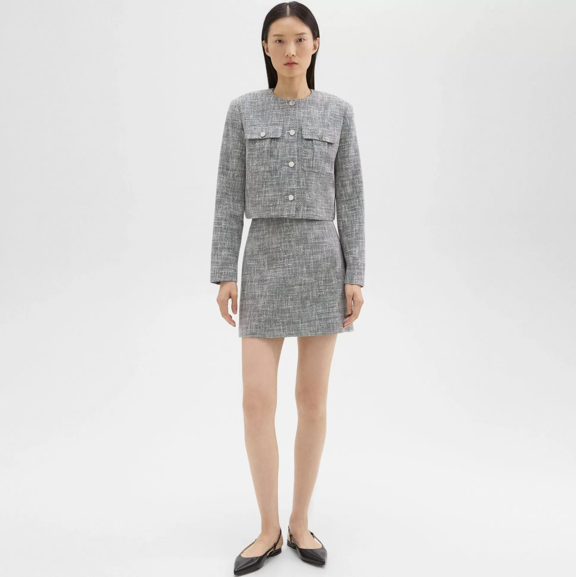 Theory Mini Skirt In Canvas Tweed-Women Skirts