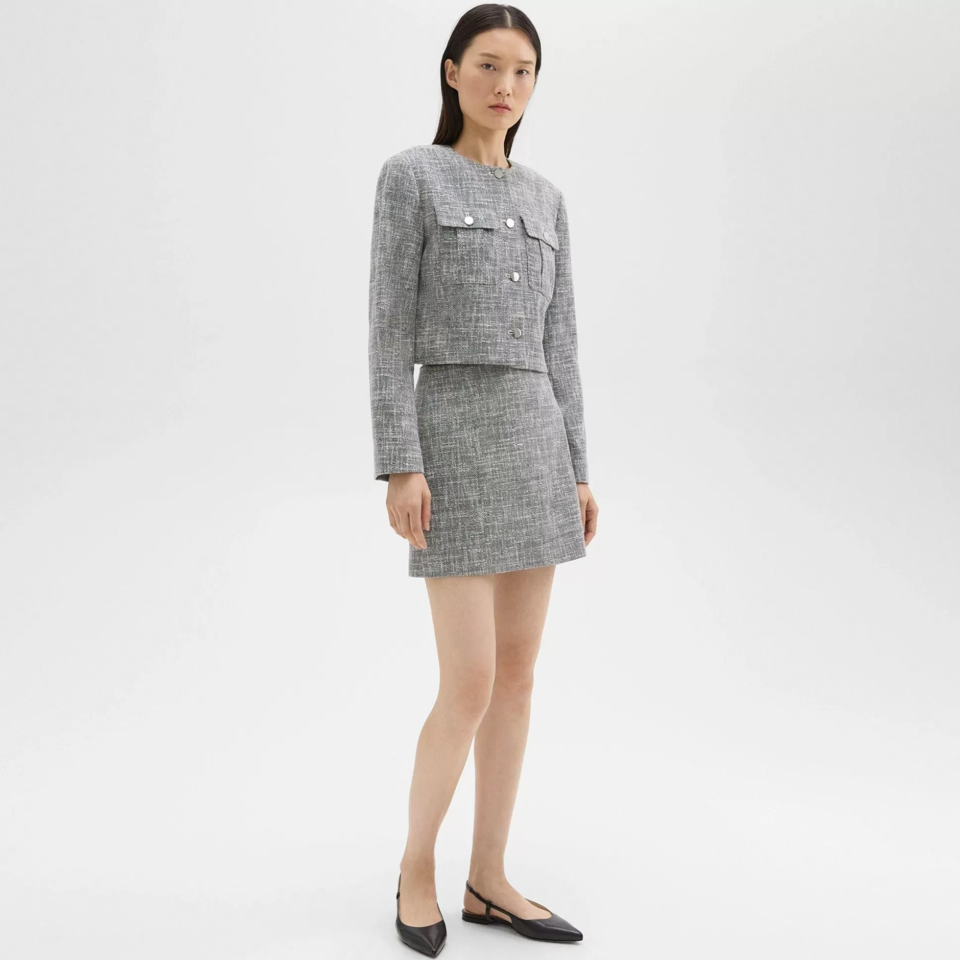 Theory Mini Skirt In Canvas Tweed-Women Skirts