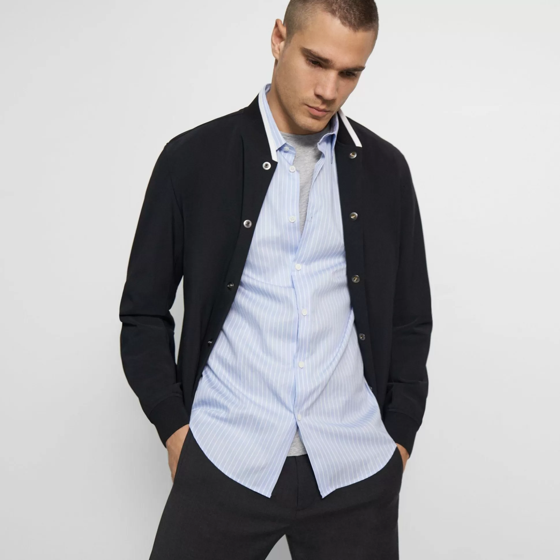 Theory Murphy Bomber Jacket In Precision Ponte-Men Outerwear | Blazers + Jackets