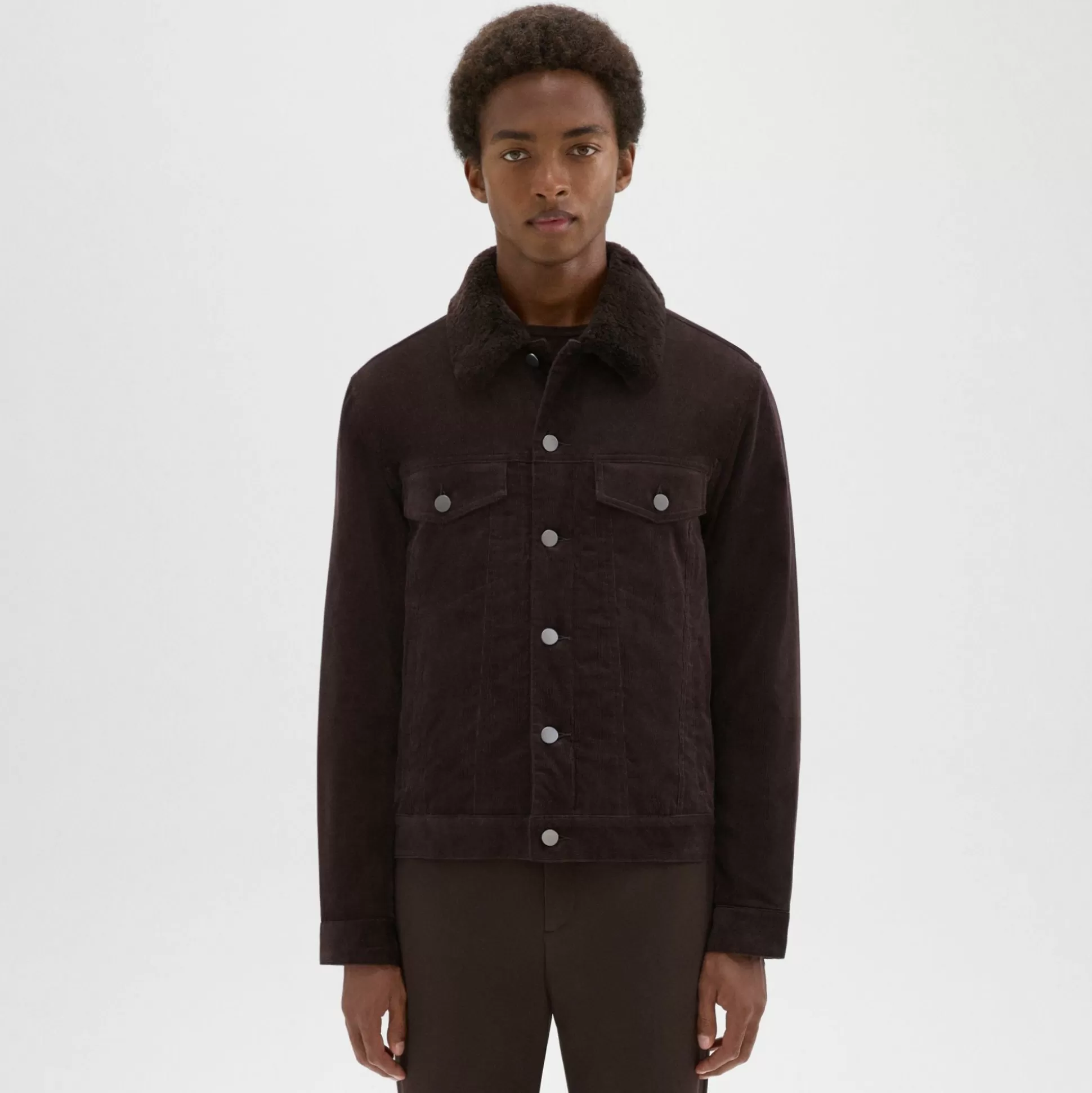 Theory Neil Trucker Jacket In Stretch Corduroy-Men Outerwear | Blazers + Jackets