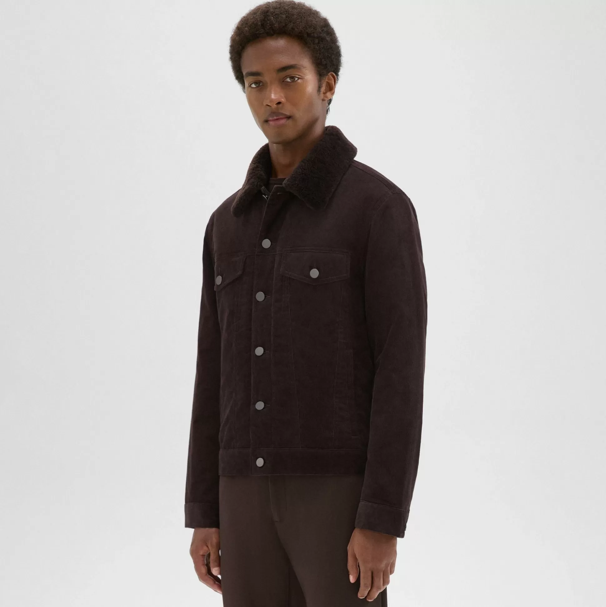 Theory Neil Trucker Jacket In Stretch Corduroy-Men Outerwear | Blazers + Jackets