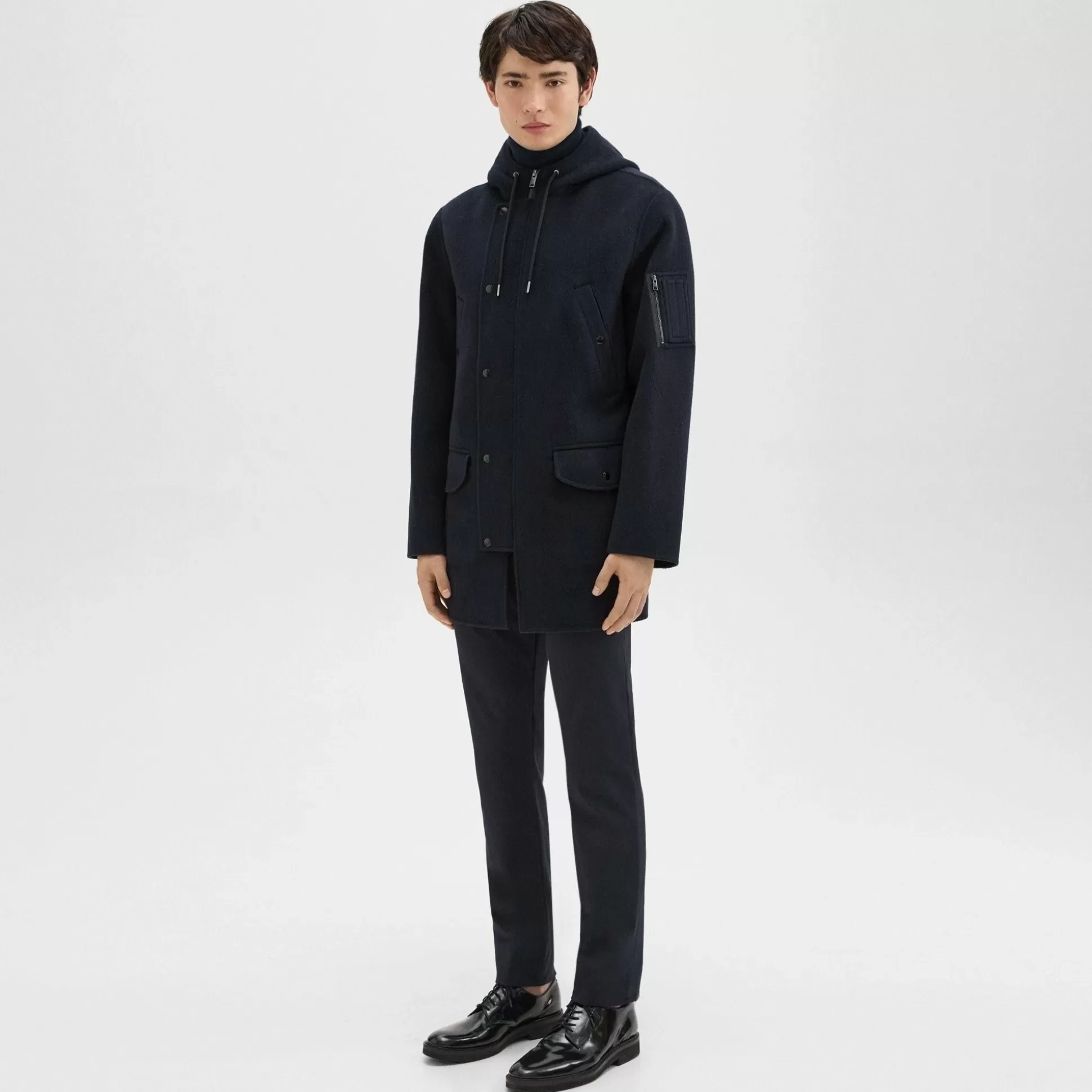 Theory Nev Parka In Double-Face Wool-Cashmere-Men Outerwear