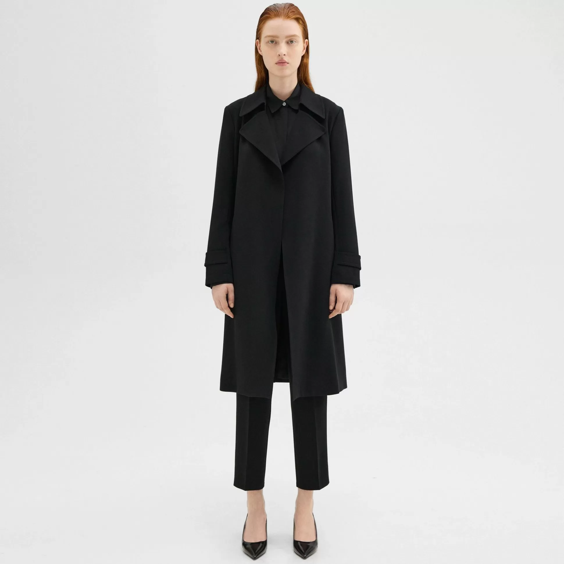 Theory Oaklane Trench Coat In Admiral Crepe-Women Outerwear