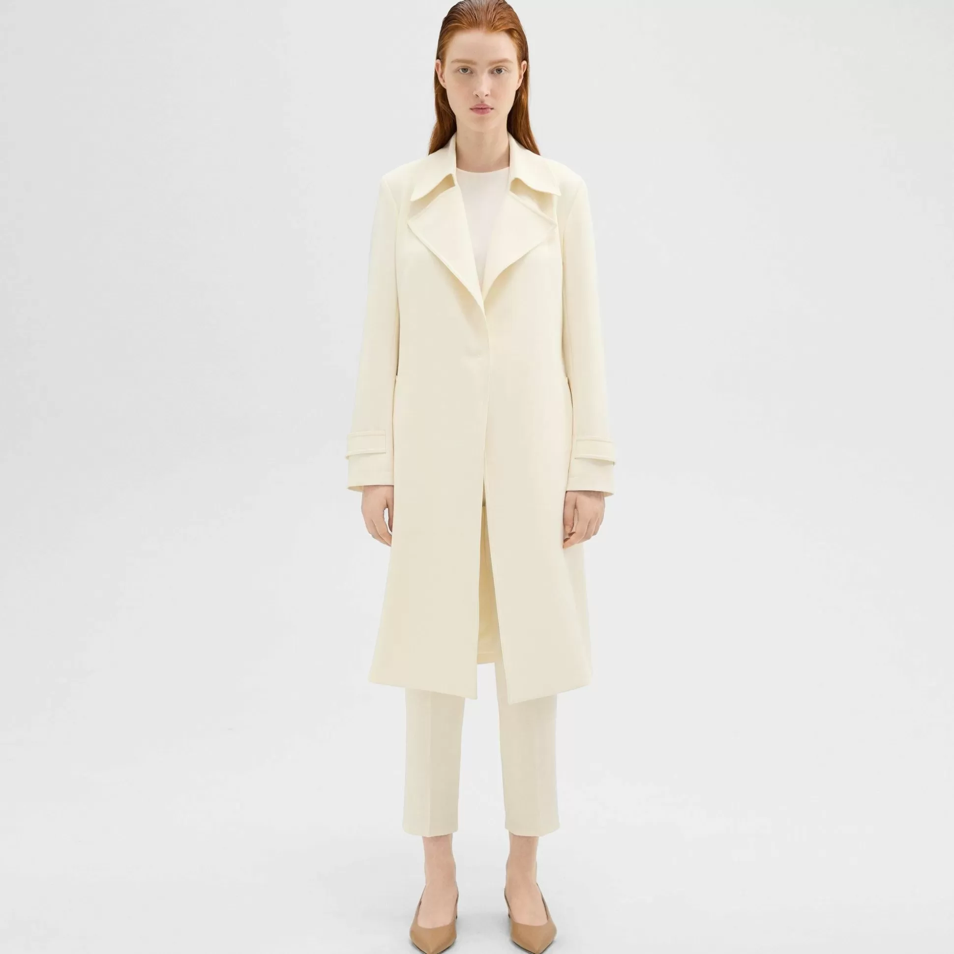 Theory Oaklane Trench Coat In Admiral Crepe-Women Outerwear