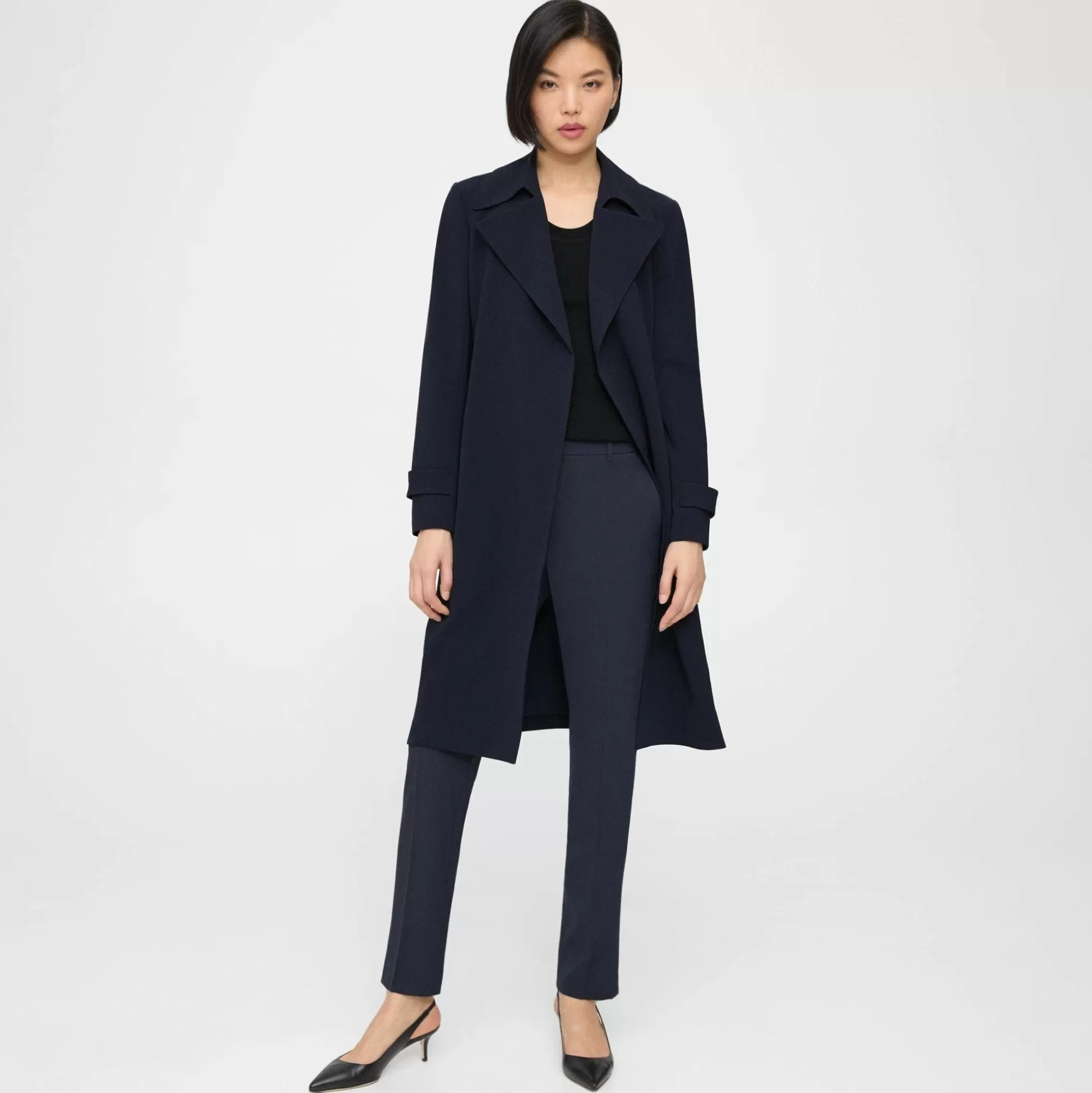 Theory Oaklane Trench Coat In Admiral Crepe-Women Outerwear