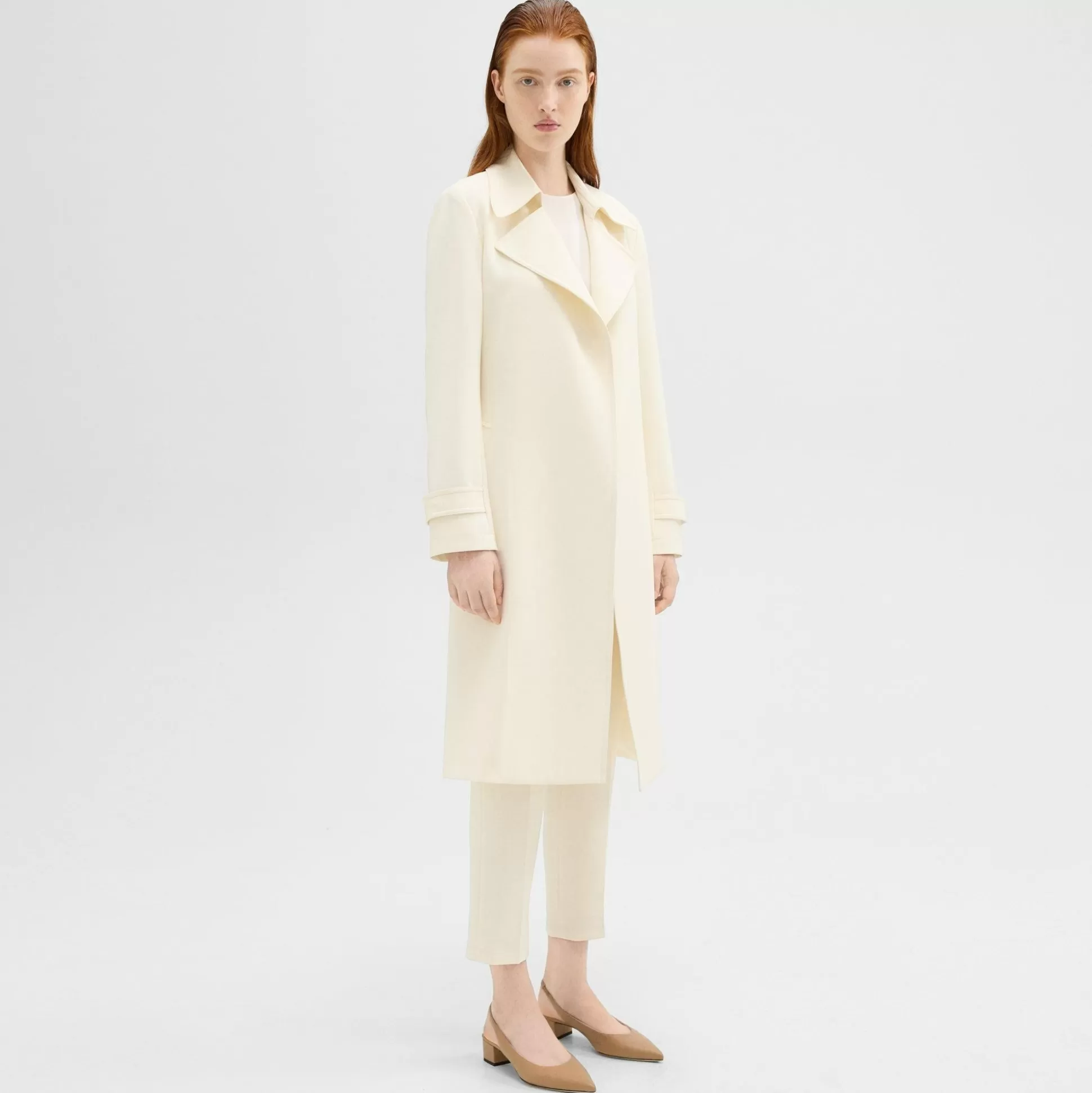 Theory Oaklane Trench Coat In Admiral Crepe-Women Outerwear