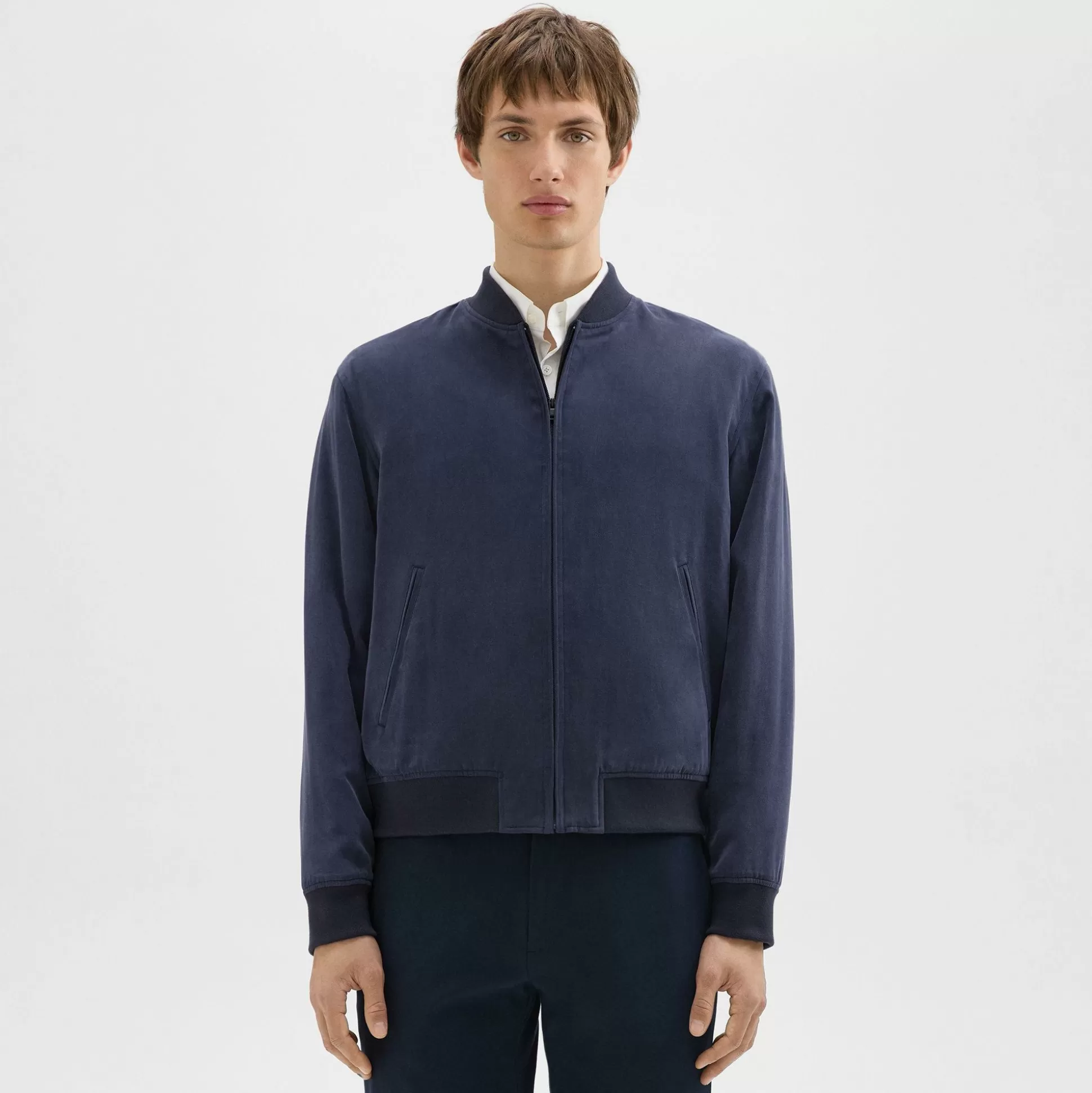 Theory Olivard Bomber Jacket In Fluid Twill-Men Outerwear