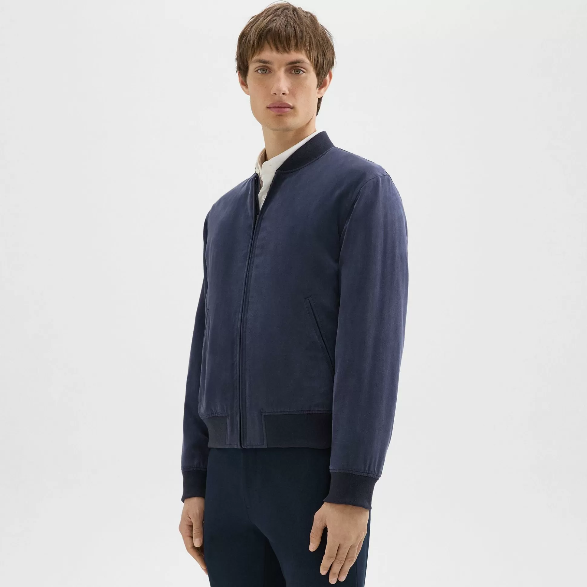 Theory Olivard Bomber Jacket In Fluid Twill-Men Outerwear