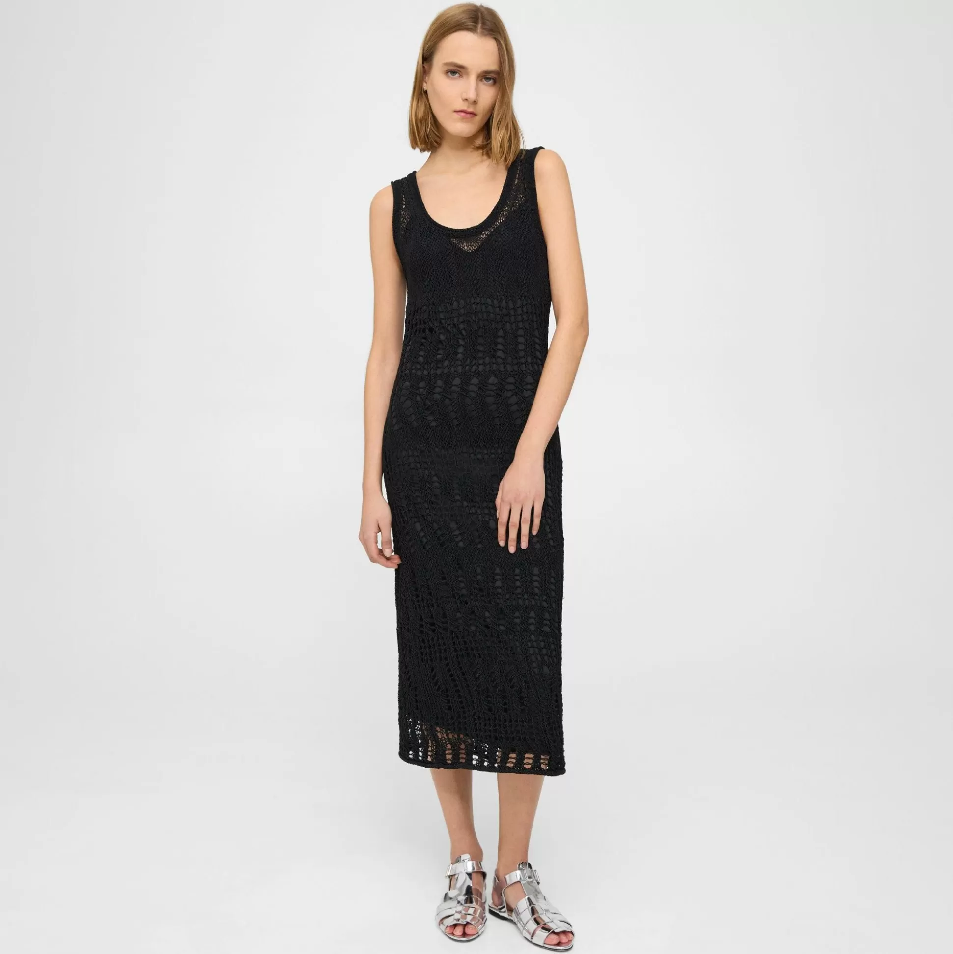 Theory Open Stitch Midi Dress In Cotton-Blend-Women Dresses