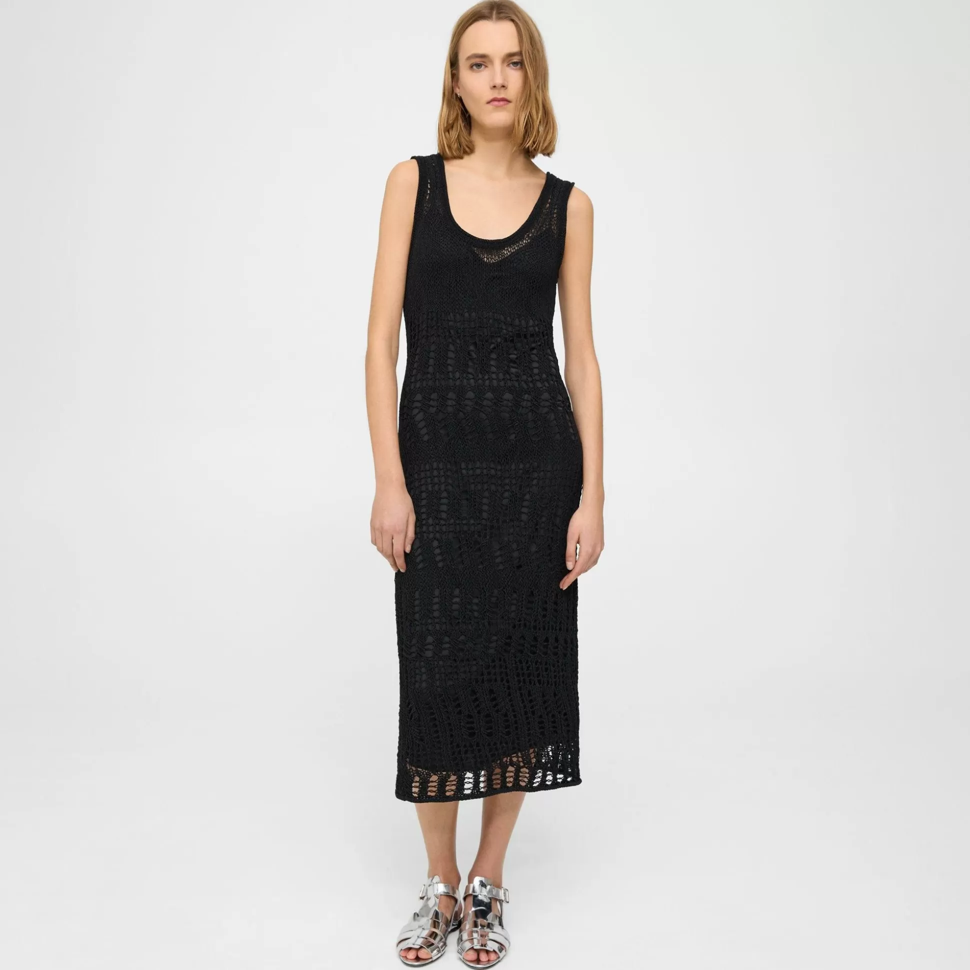 Theory Open Stitch Midi Dress In Cotton-Blend-Women Dresses