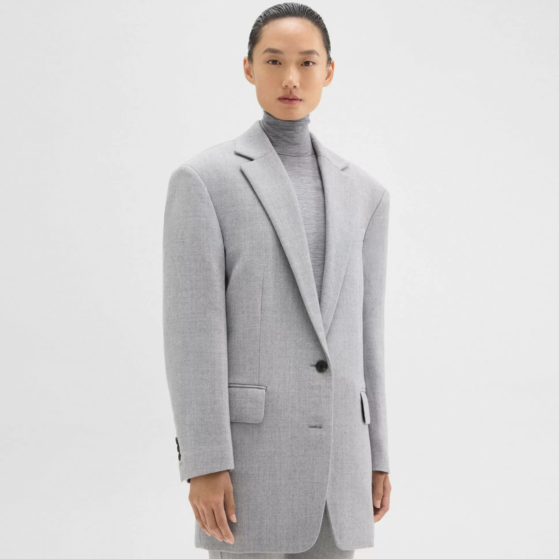 Theory Oversized Blazer In Double-Face Wool Flannel-Women Outerwear