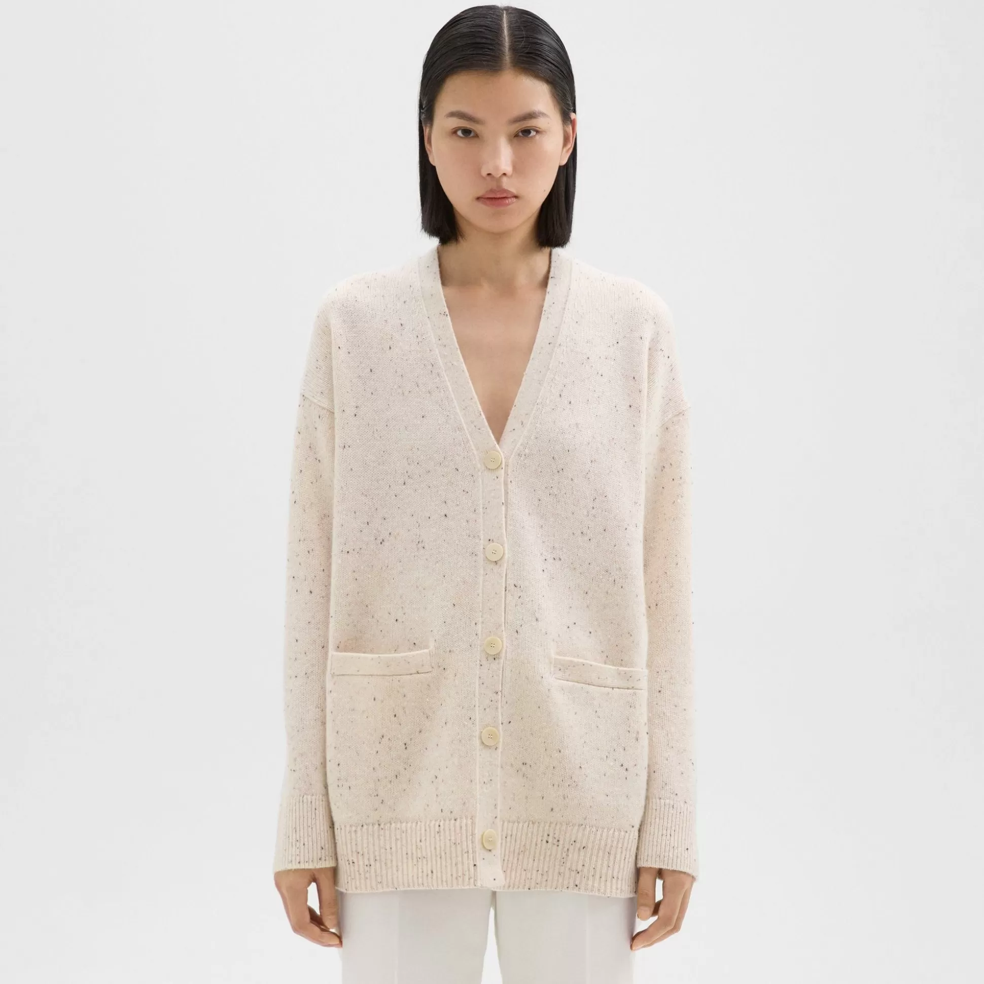 Theory Oversized Cardigan In Donegal Wool-Cashmere-Women Sweaters + Cardigans