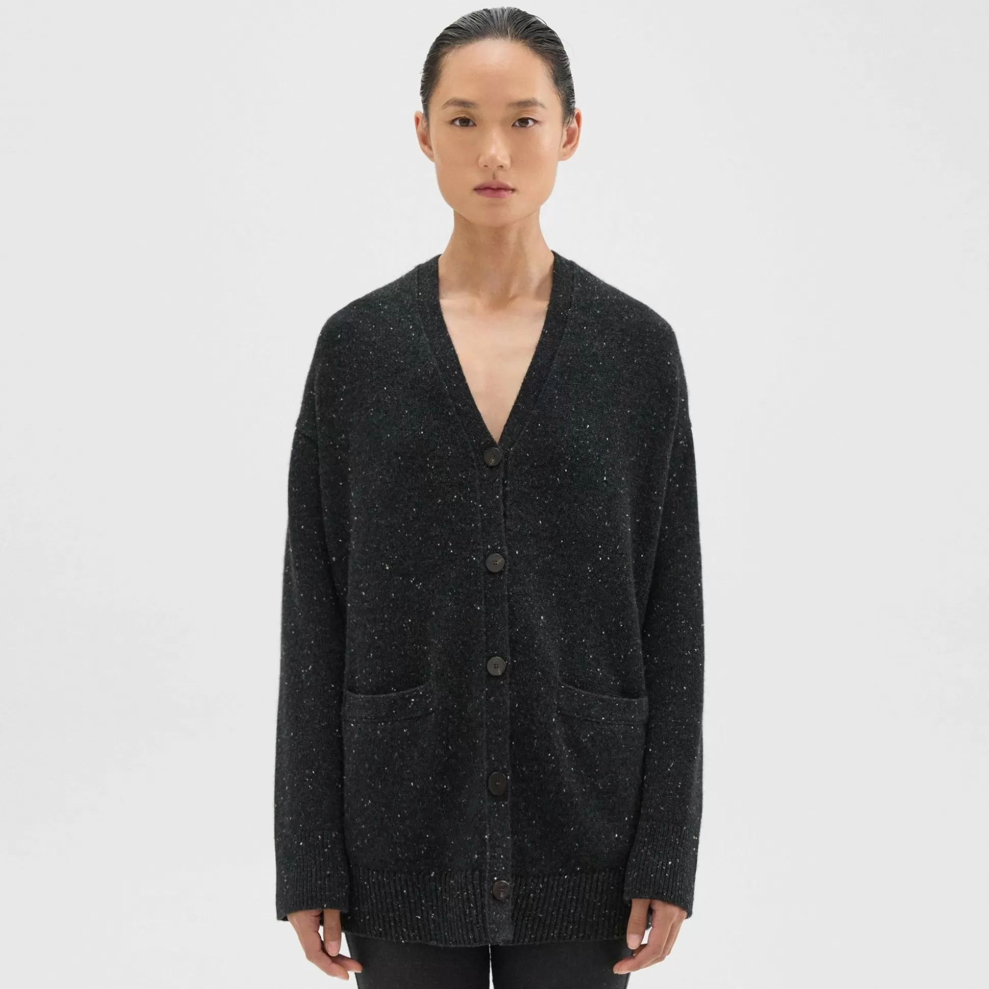 Theory Oversized Cardigan In Donegal Wool-Cashmere-Women Sweaters + Cardigans