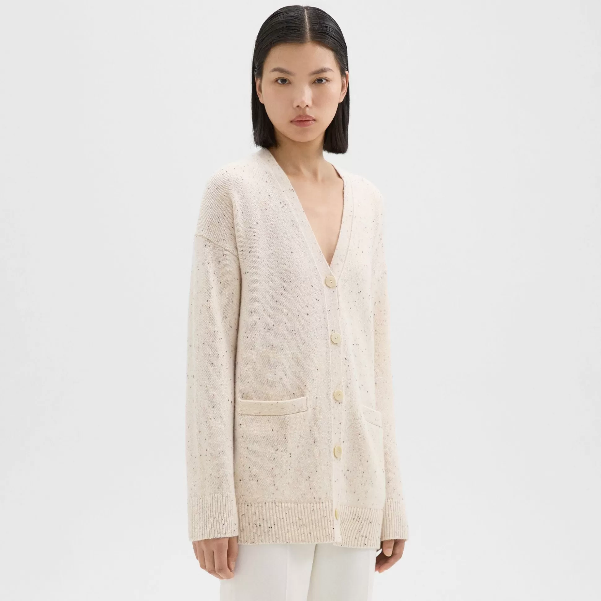 Theory Oversized Cardigan In Donegal Wool-Cashmere-Women Sweaters + Cardigans