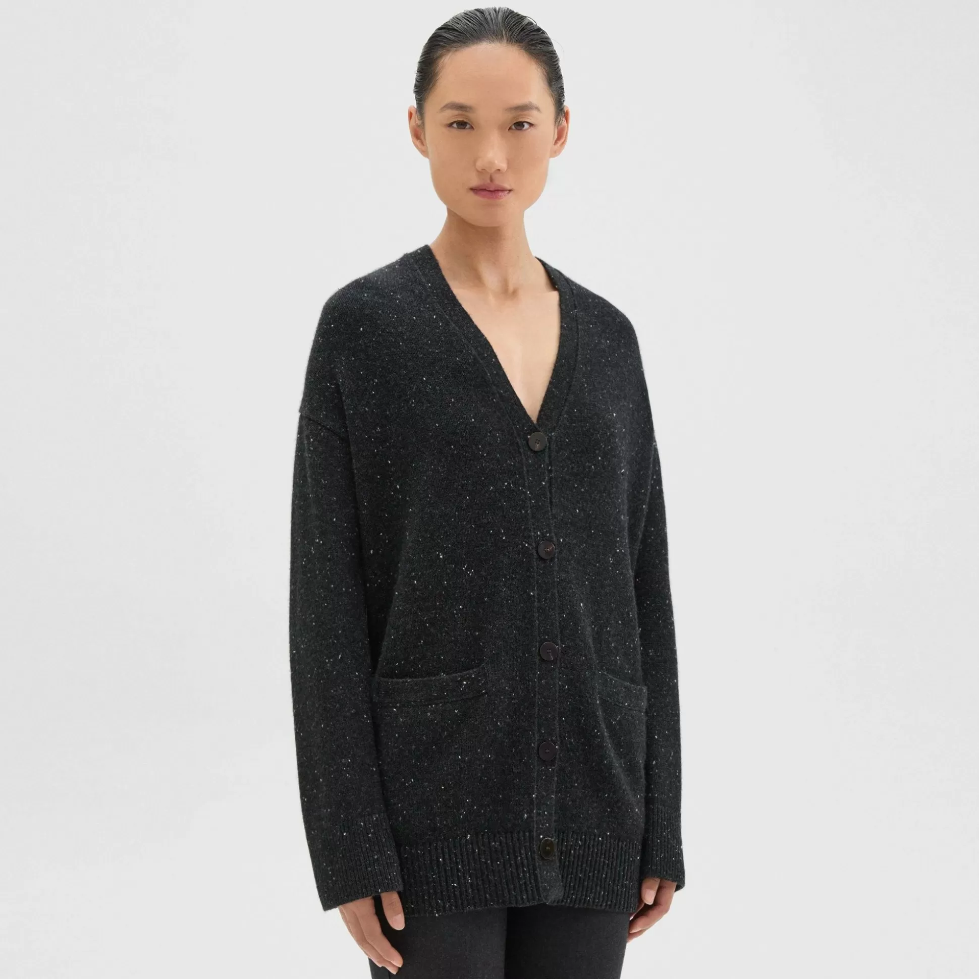 Theory Oversized Cardigan In Donegal Wool-Cashmere-Women Sweaters + Cardigans