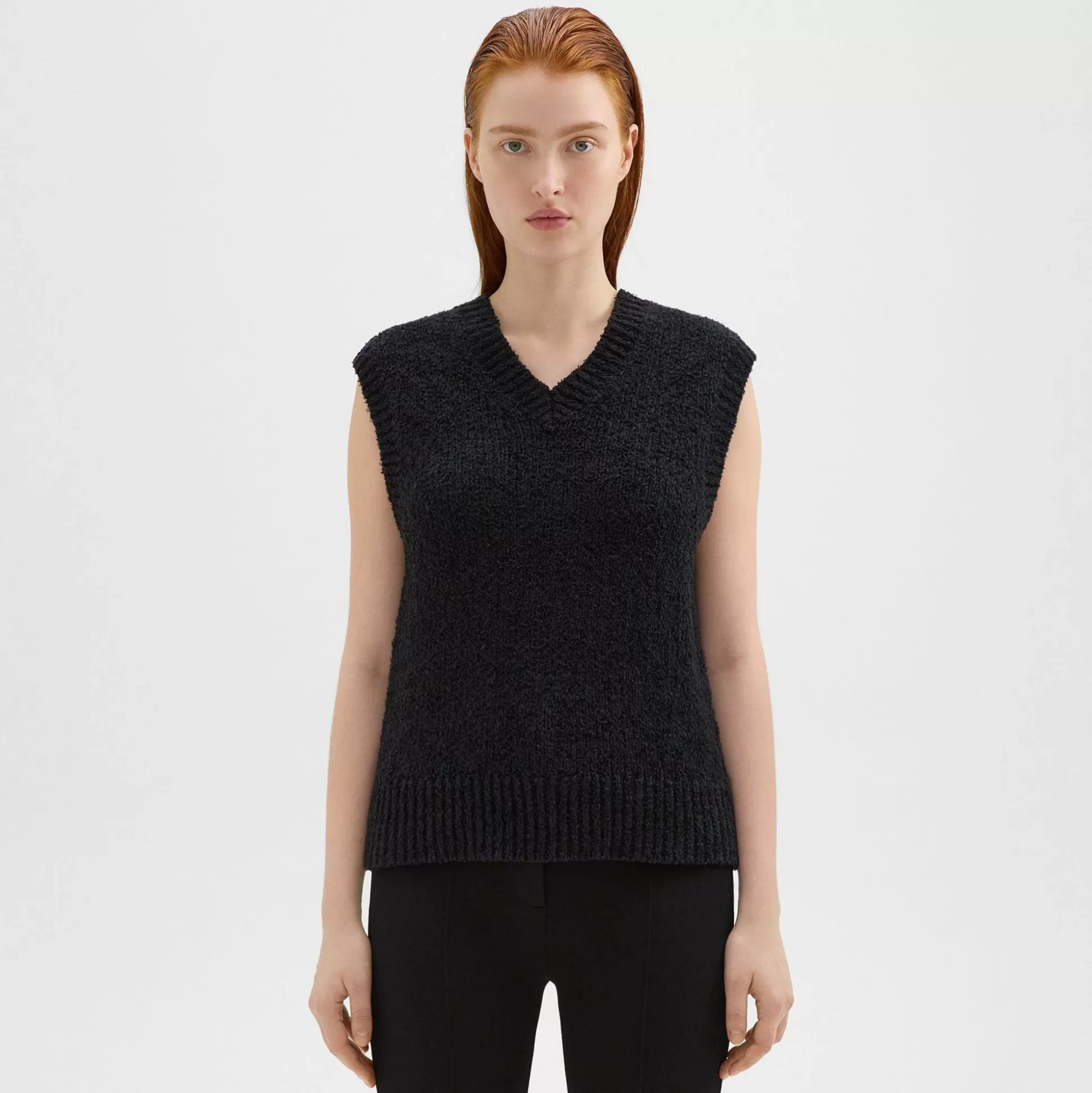 Theory Oversized Sweater Vest In Feather Cotton-Blend-Women Sweaters + Cardigans