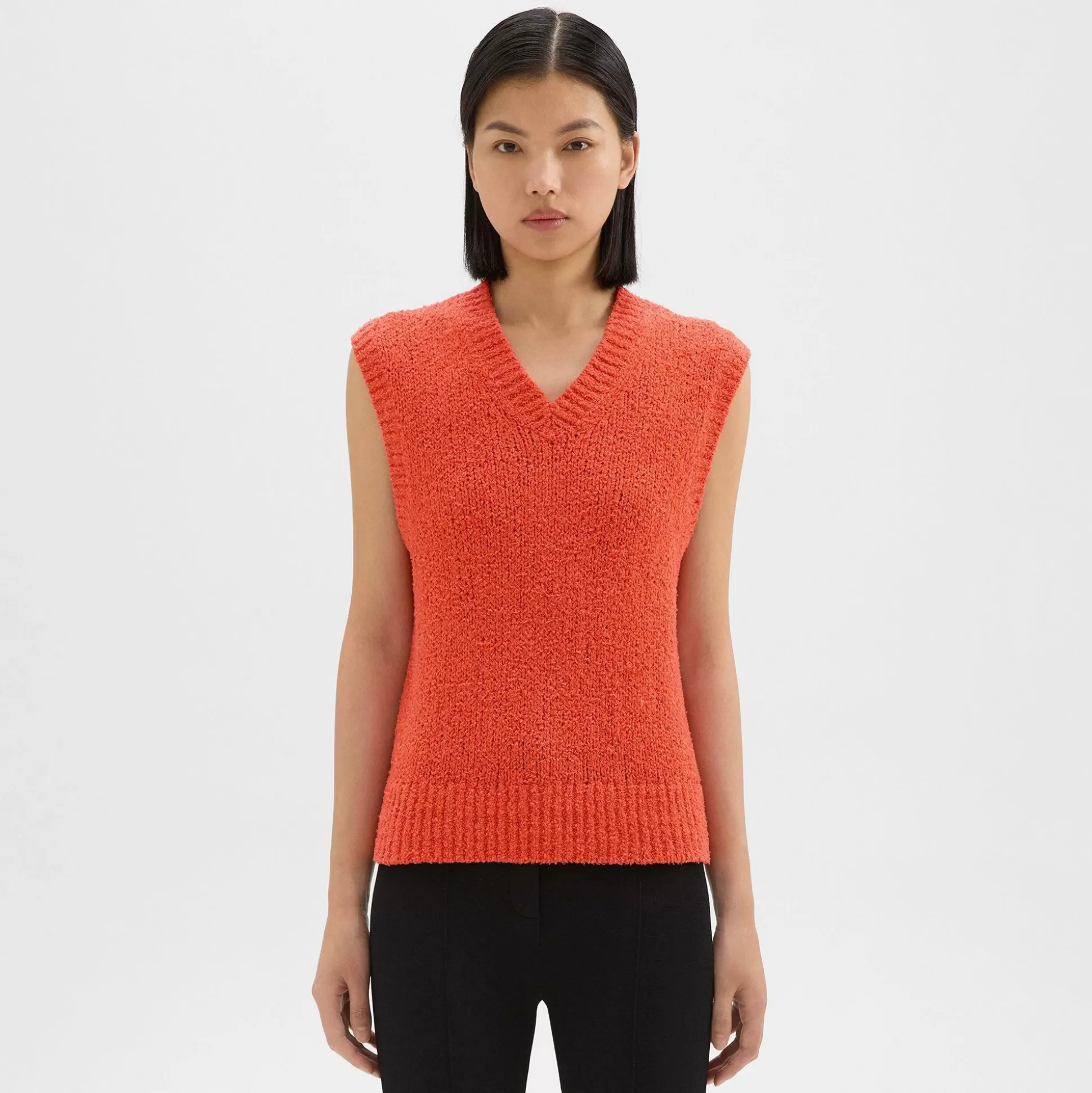 Theory Oversized Sweater Vest In Feather Cotton-Blend-Women Sweaters + Cardigans