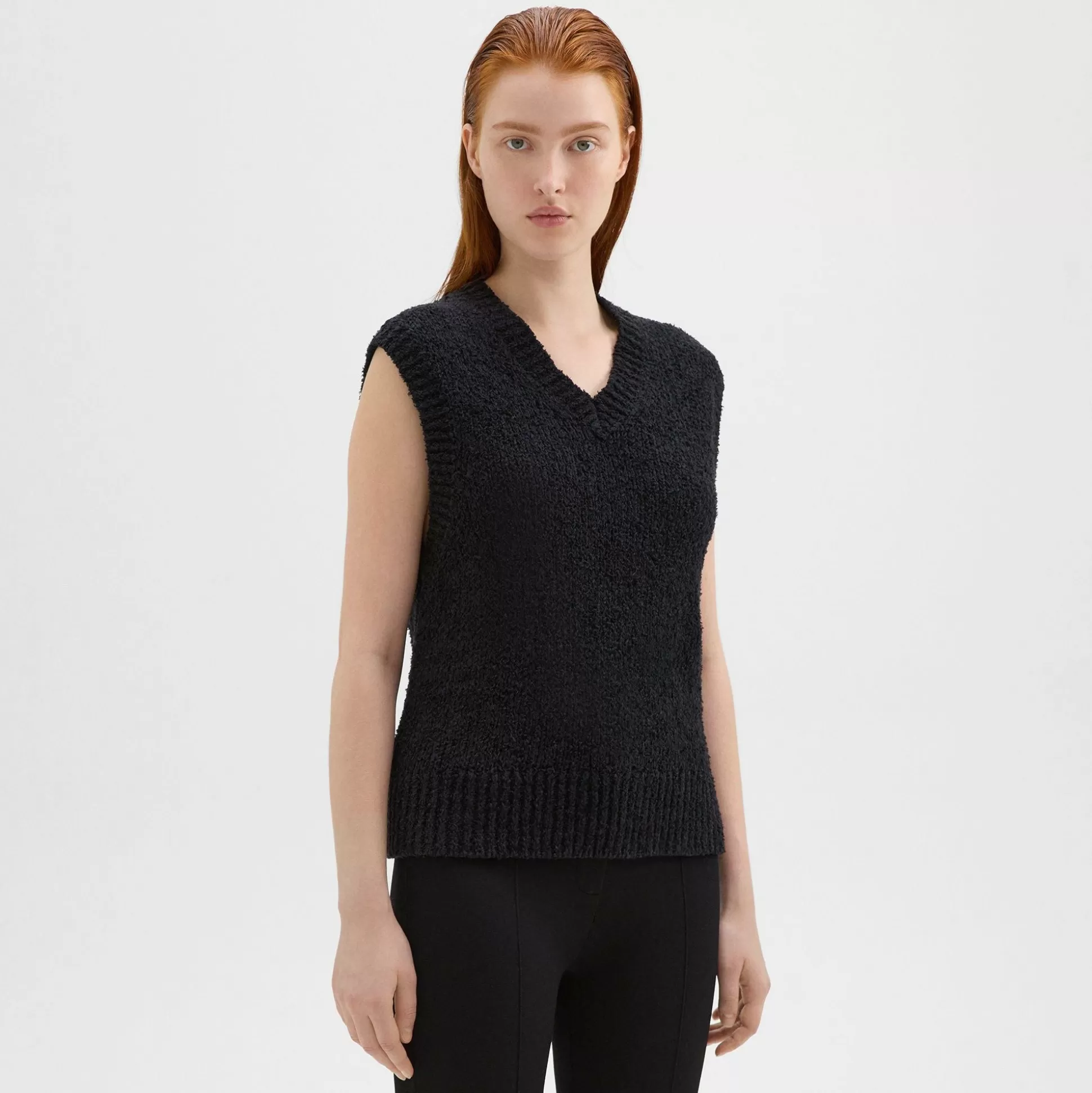 Theory Oversized Sweater Vest In Feather Cotton-Blend-Women Sweaters + Cardigans