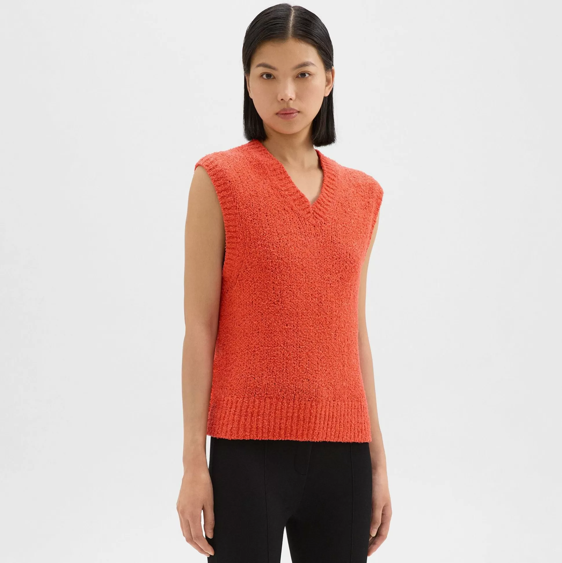 Theory Oversized Sweater Vest In Feather Cotton-Blend-Women Sweaters + Cardigans