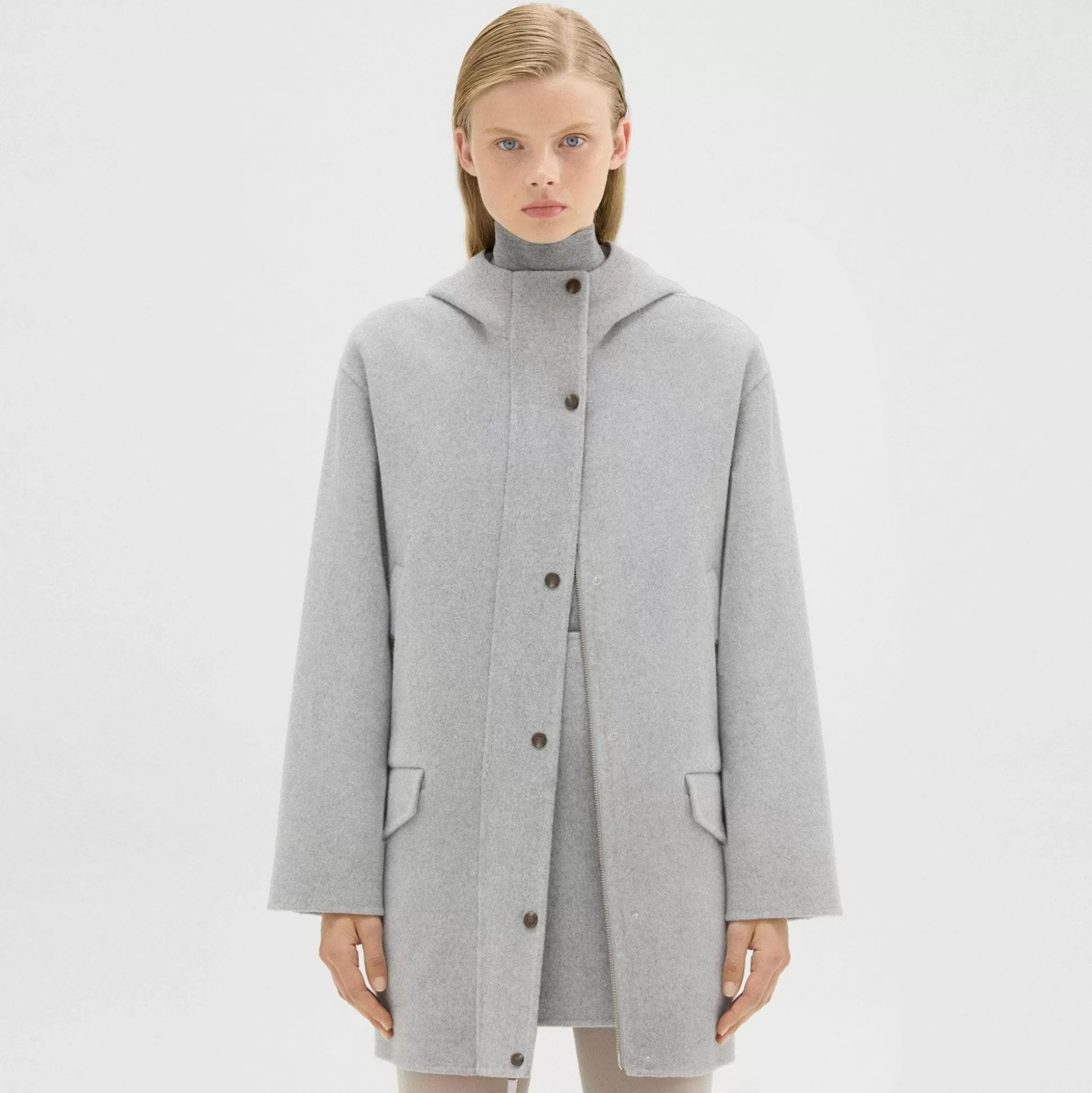 Theory Parka In Double-Face Wool-Cashmere-Women Outerwear