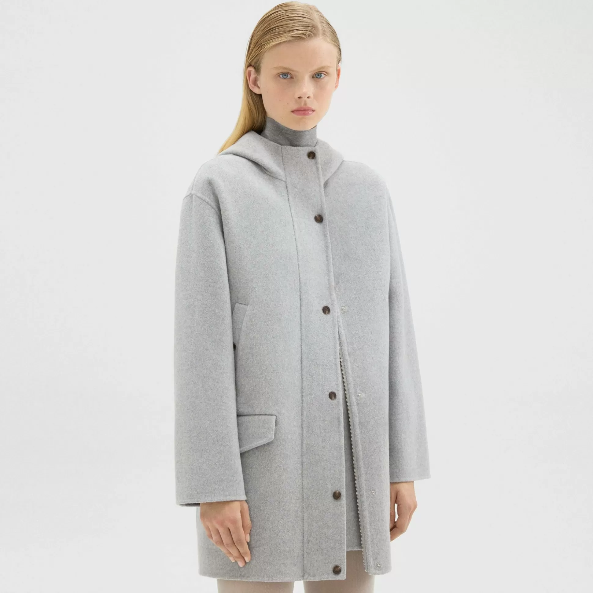 Theory Parka In Double-Face Wool-Cashmere-Women Outerwear