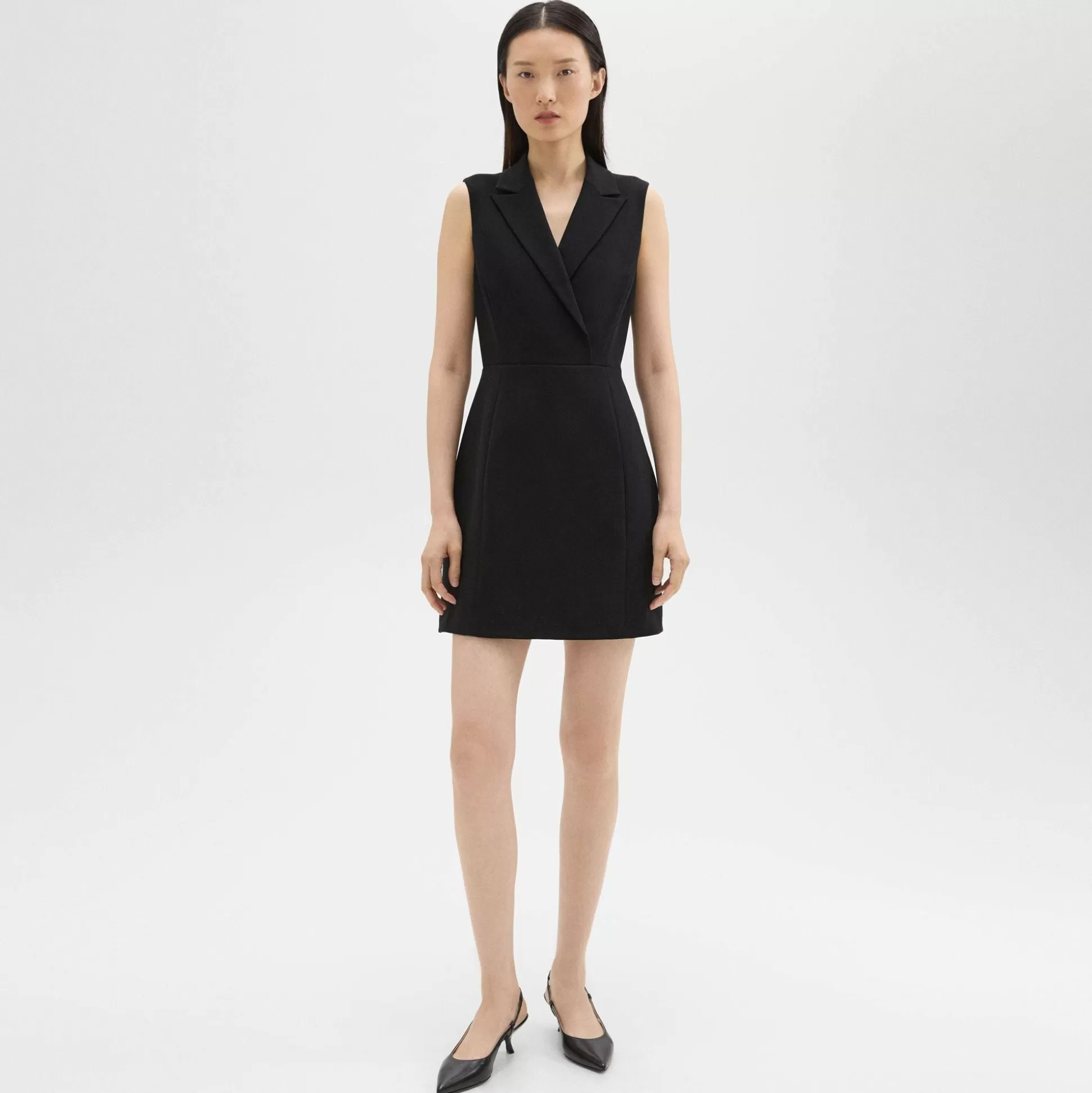 Theory Peak Lapel Mini Dress In Admiral Crepe-Women Dresses