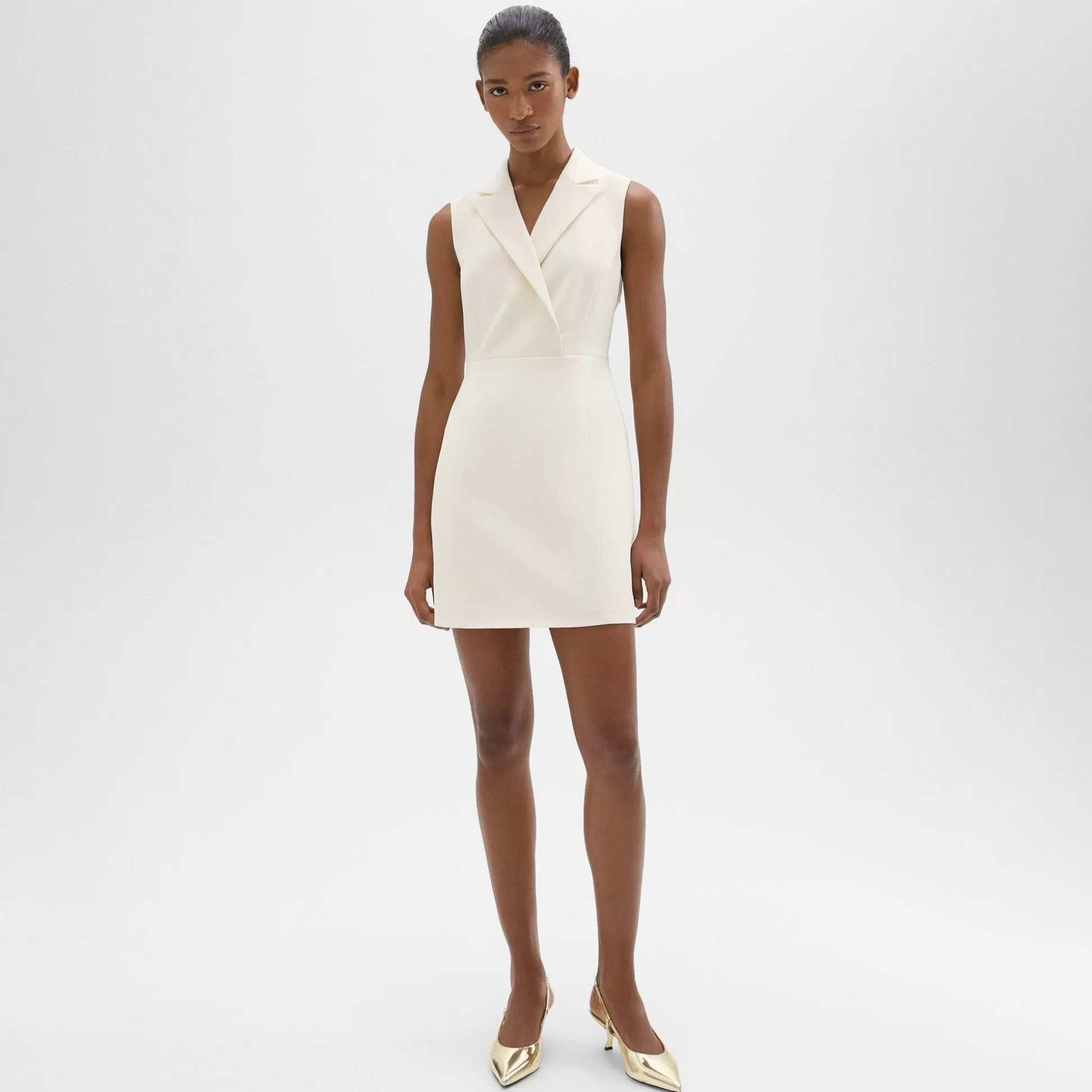 Theory Peak Lapel Mini Dress In Admiral Crepe-Women Dresses