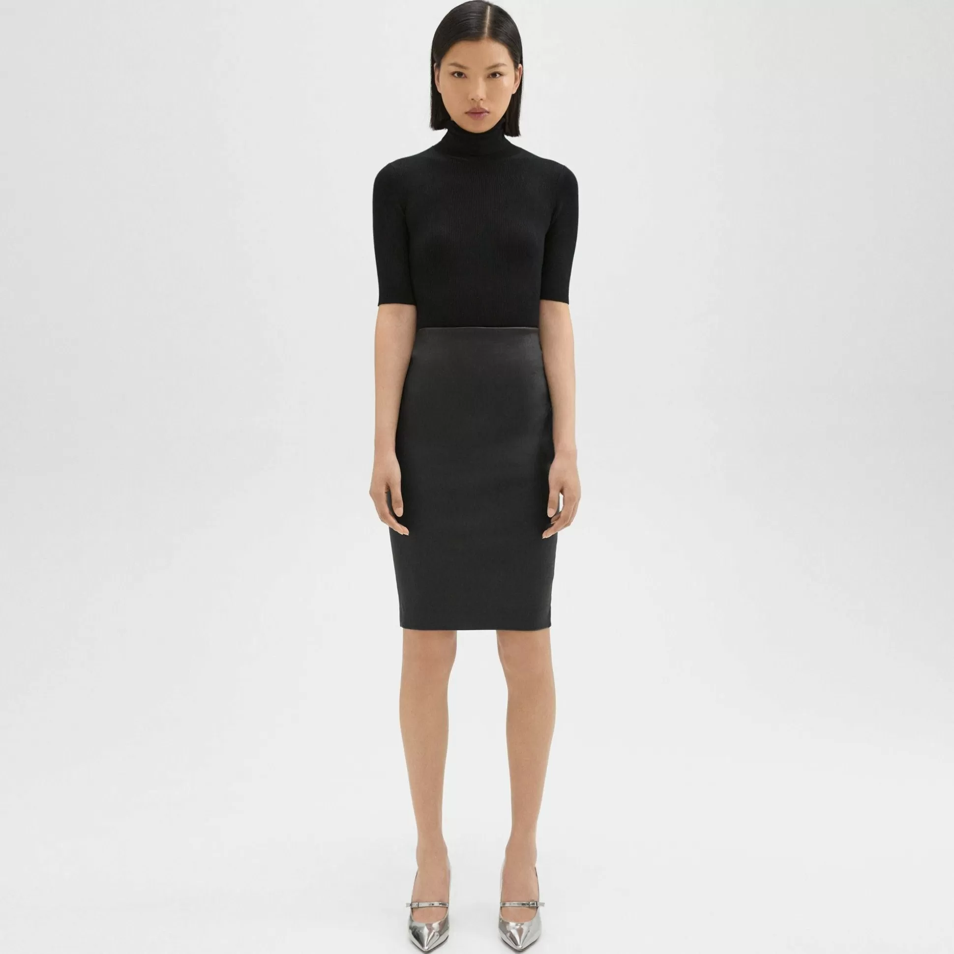 Theory Pencil Skirt In Leather-Women Skirts