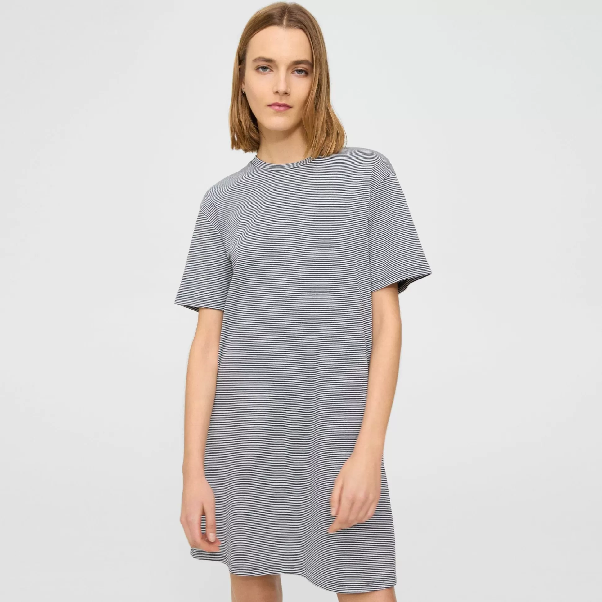 Theory Perfect T-Shirt Dress In Striped Cotton Jersey-Women Dresses