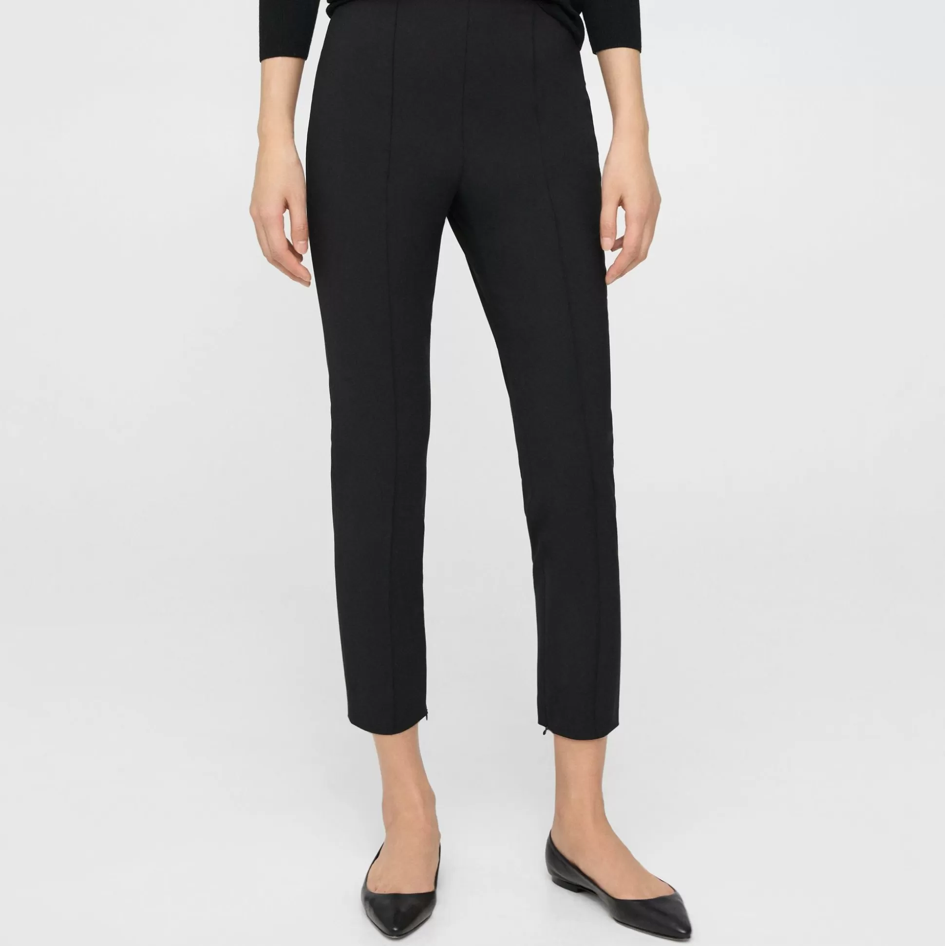 Theory Pintucked Slim Pant In Good Wool-Women Pants