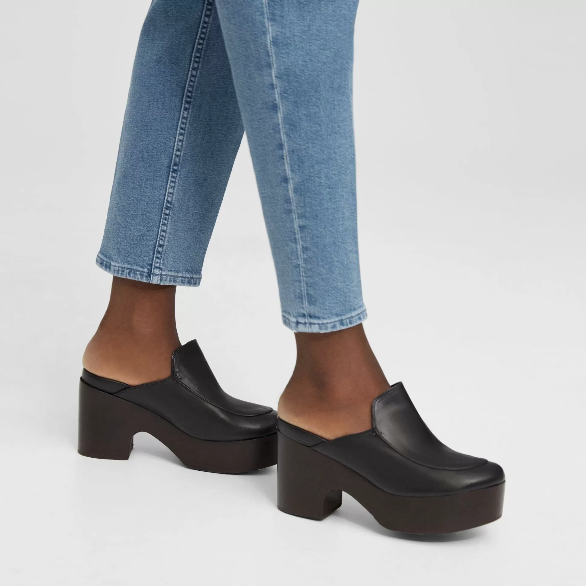 Theory Platform Clog In Leather-Women Shoes