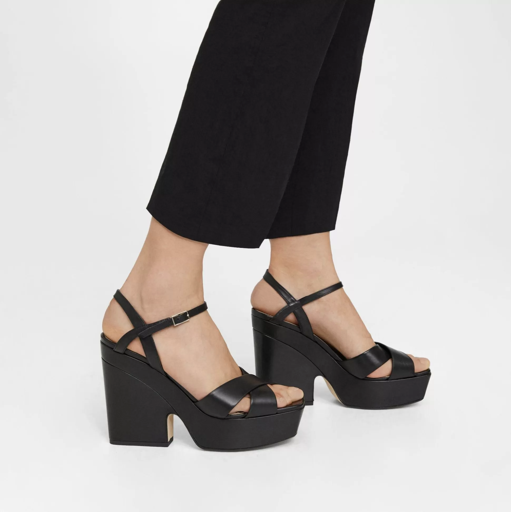 Theory Platform Wedge Sandal In Leather-Women Shoes