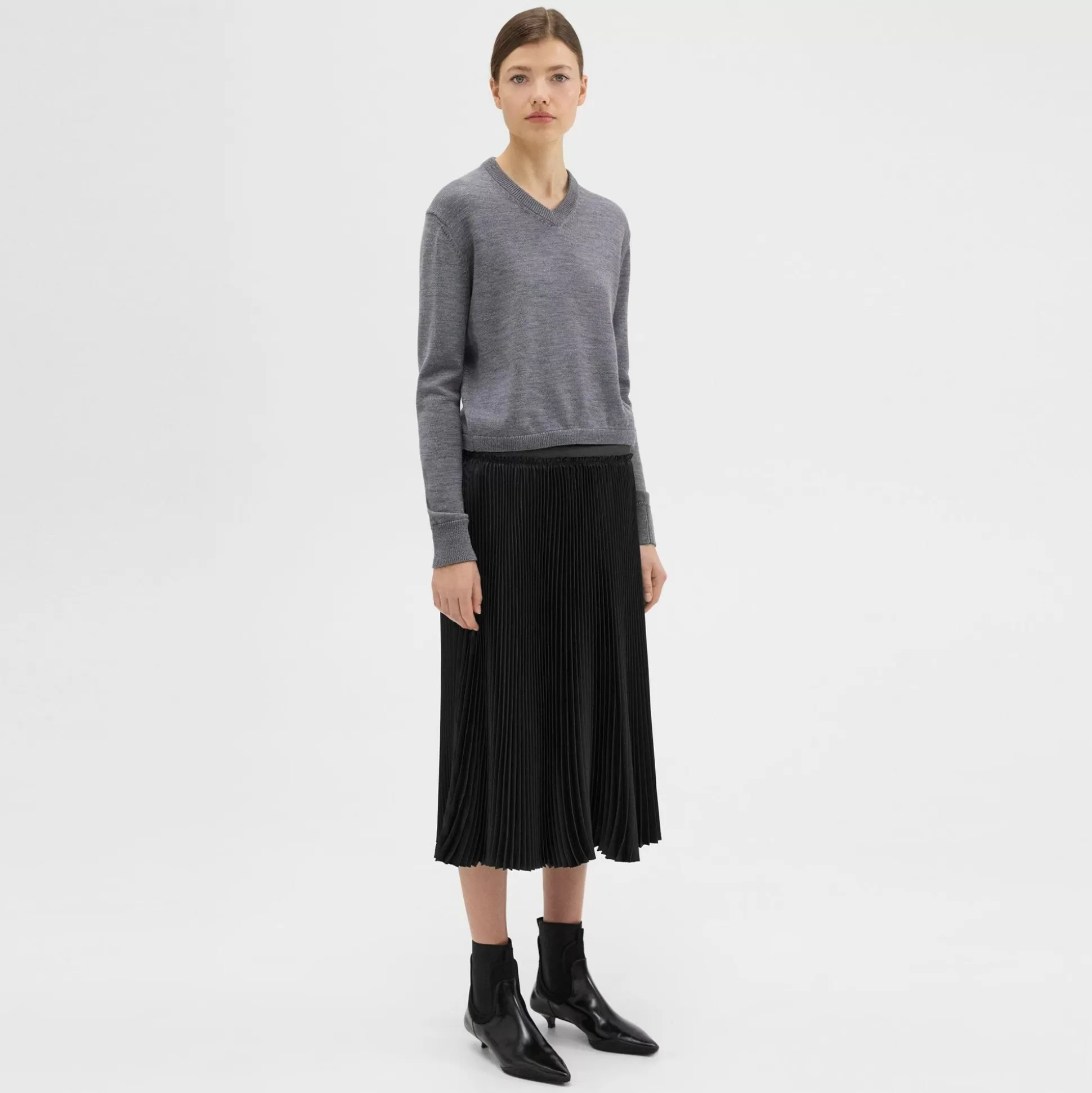 Theory Pleated Crinkle Twill Skirt-Women Skirts