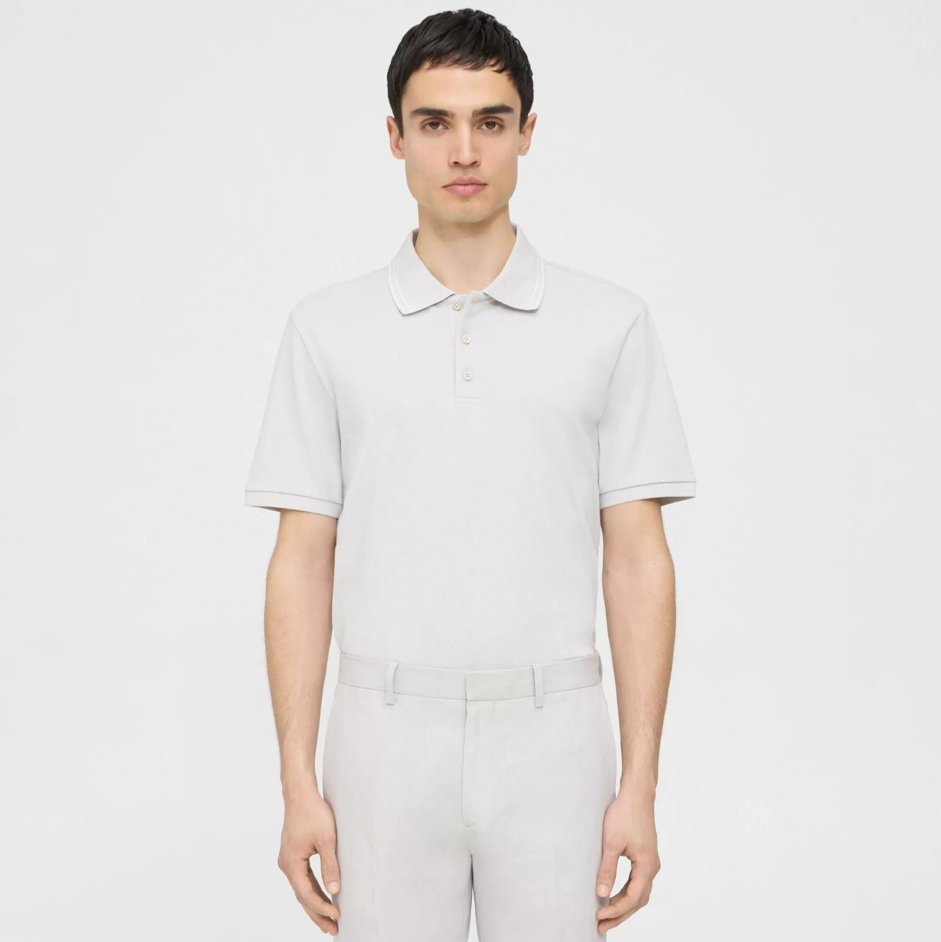 Theory Precise Polo Shirt In Striped Cotton Pique-Men T-shirts + Polos