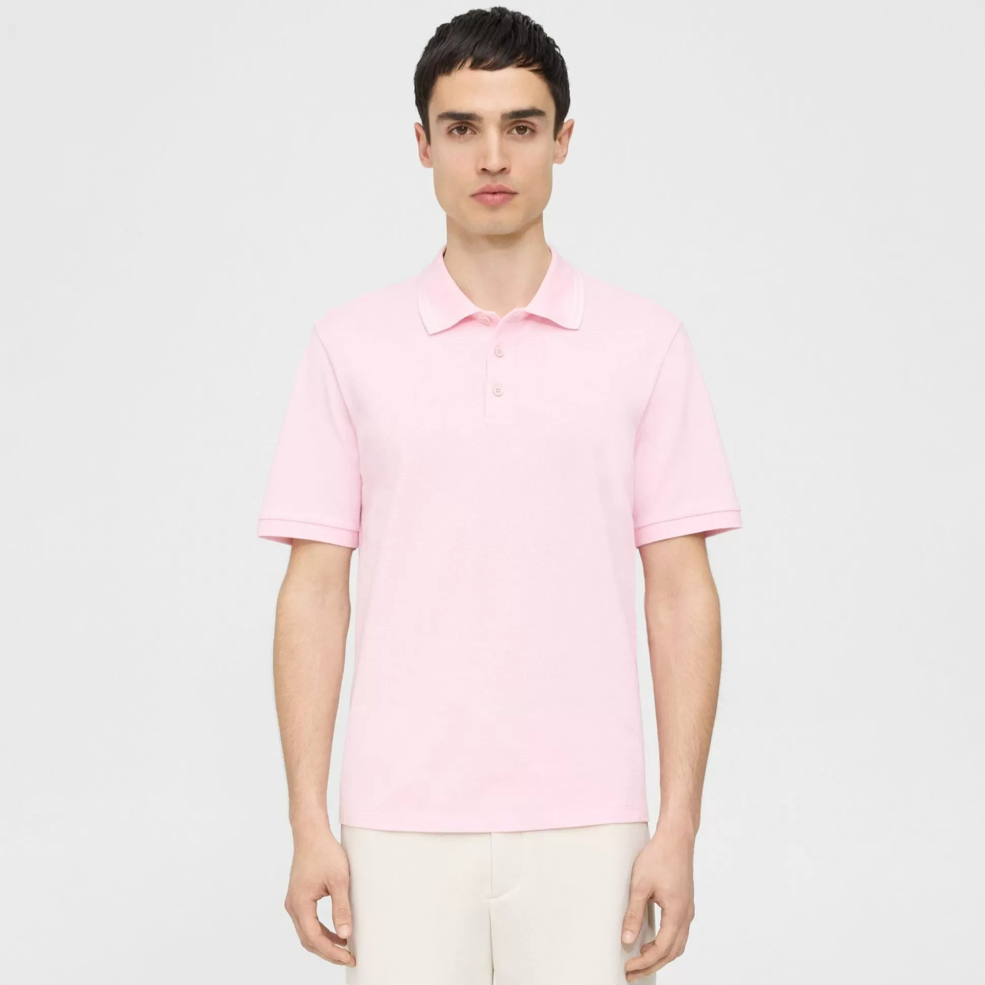 Theory Precise Polo Shirt In Striped Cotton Pique-Men T-shirts + Polos