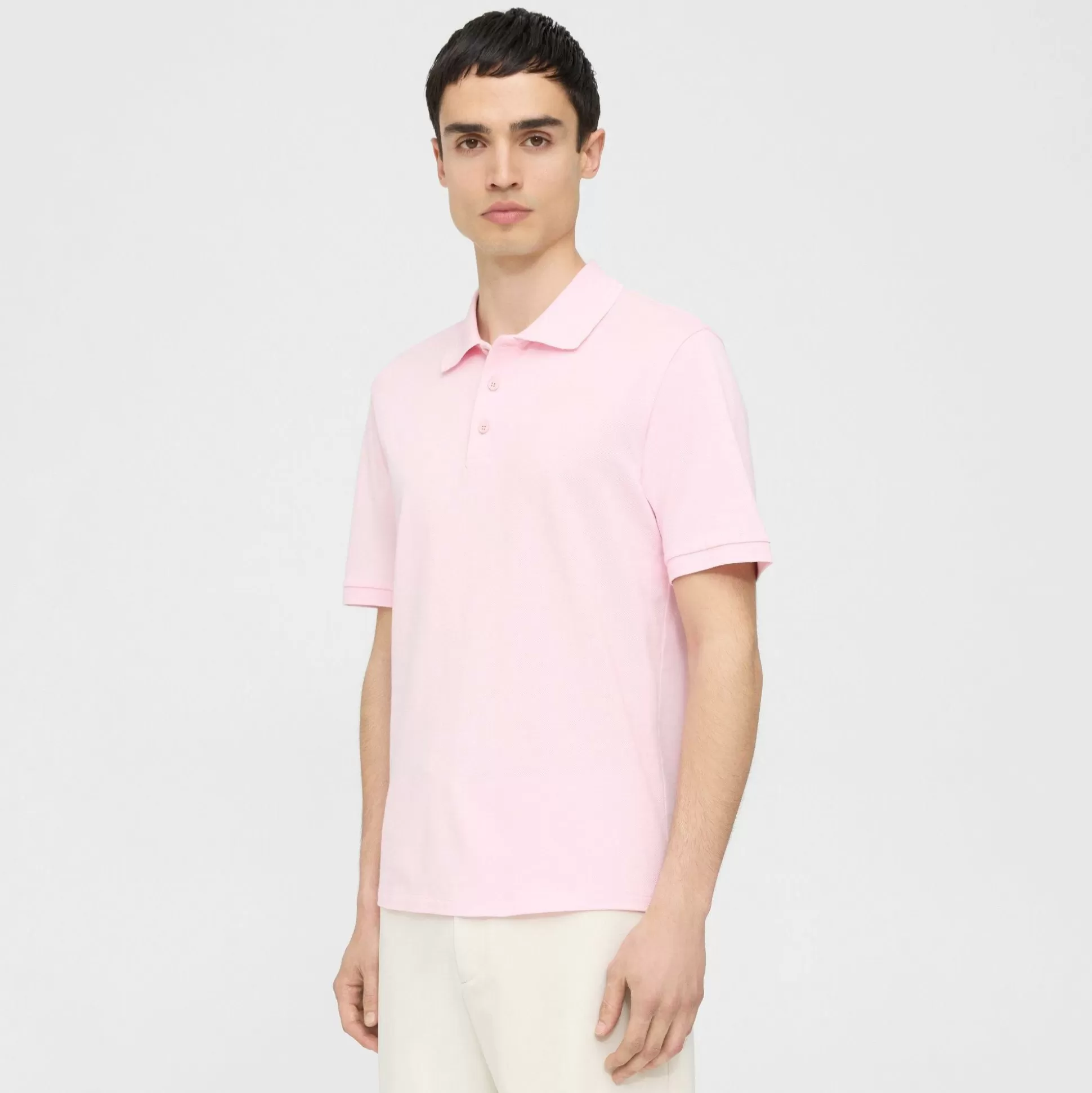 Theory Precise Polo Shirt In Striped Cotton Pique-Men T-shirts + Polos