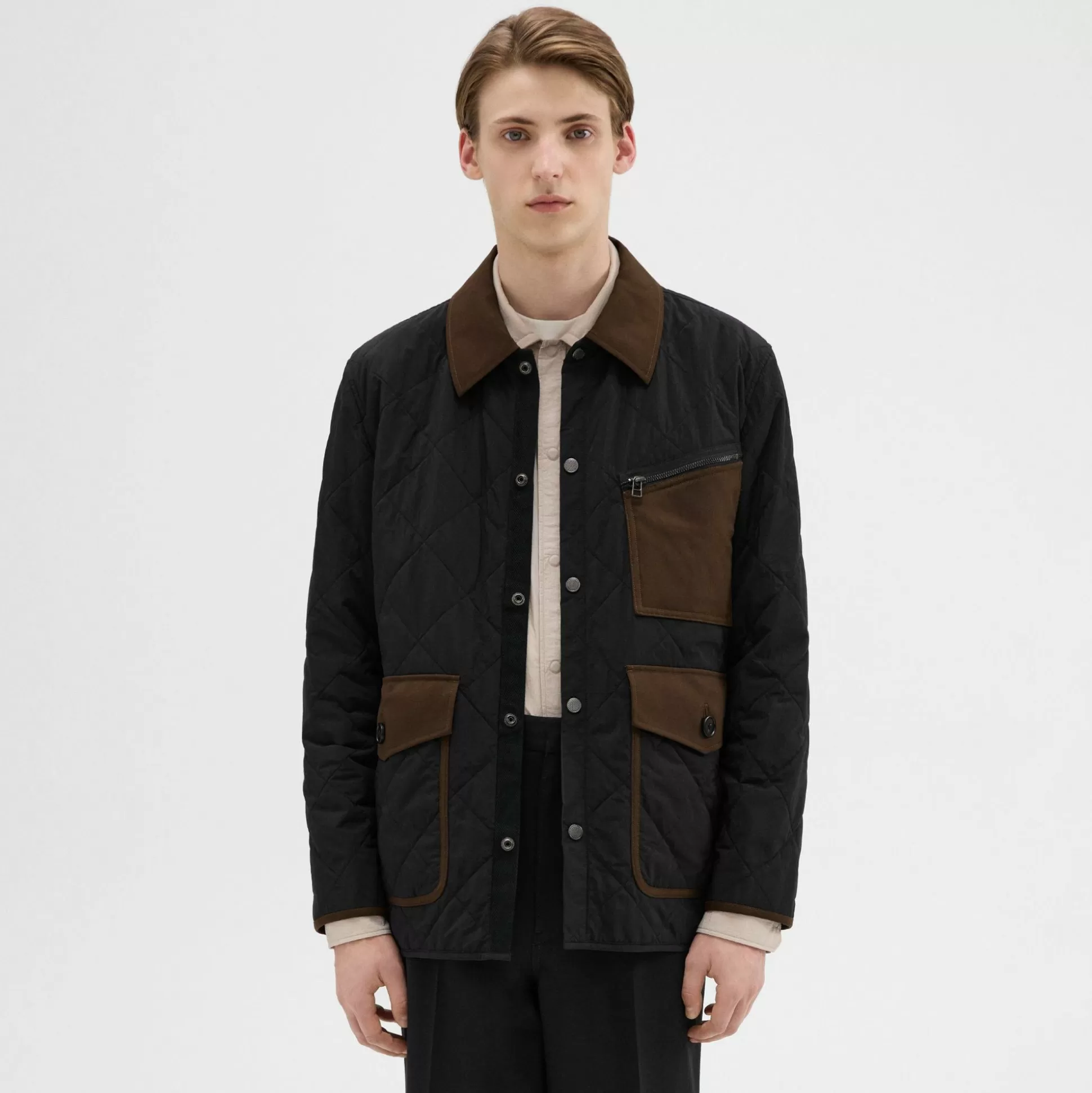 Theory Quilted Feather Nylon Barn Jacket-Men Outerwear